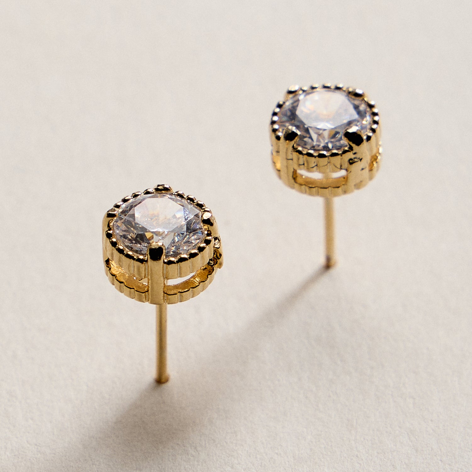 Gold Filled CZ Round Stud Earrings
