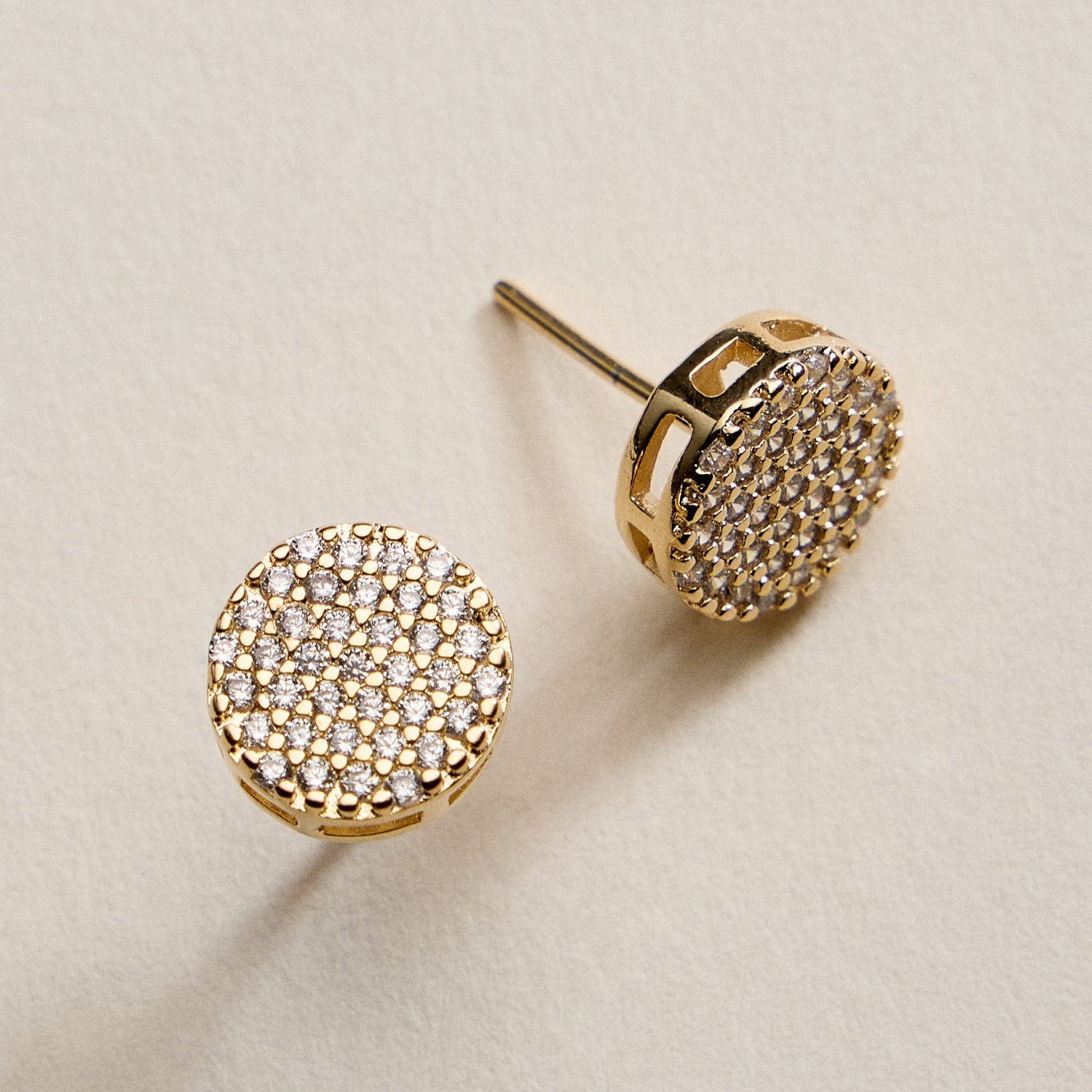 Gold Filled Pave CZ Stud Earrings