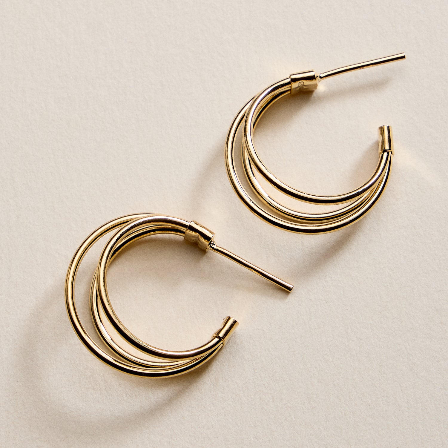 Gold Filled Triple Hoop Earrings – Modern Layered Small Hoops