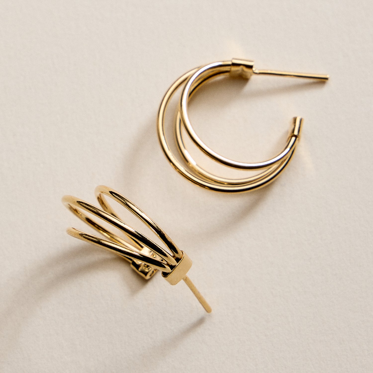 Gold Filled Triple Hoop Earrings – Modern Layered Small Hoops
