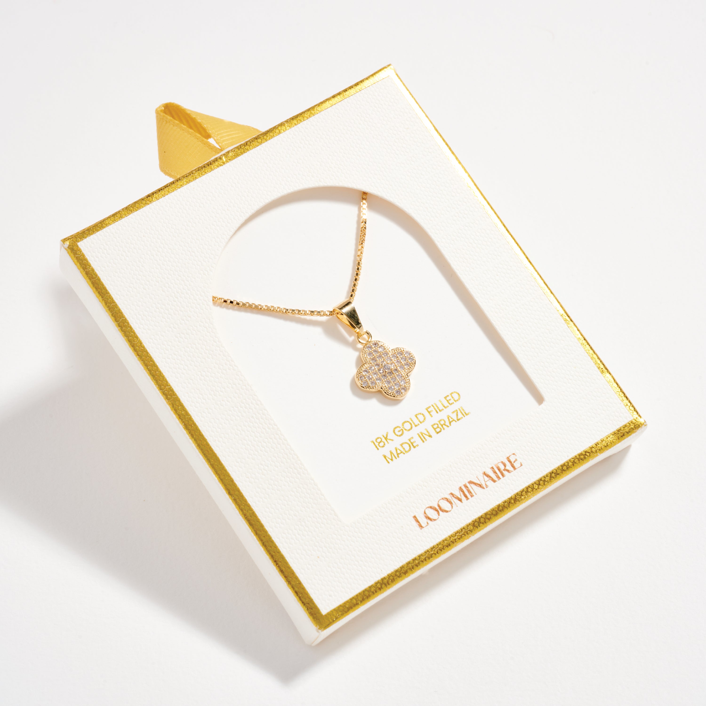 Gold Filled Clover Pendant Necklace with Box Chain