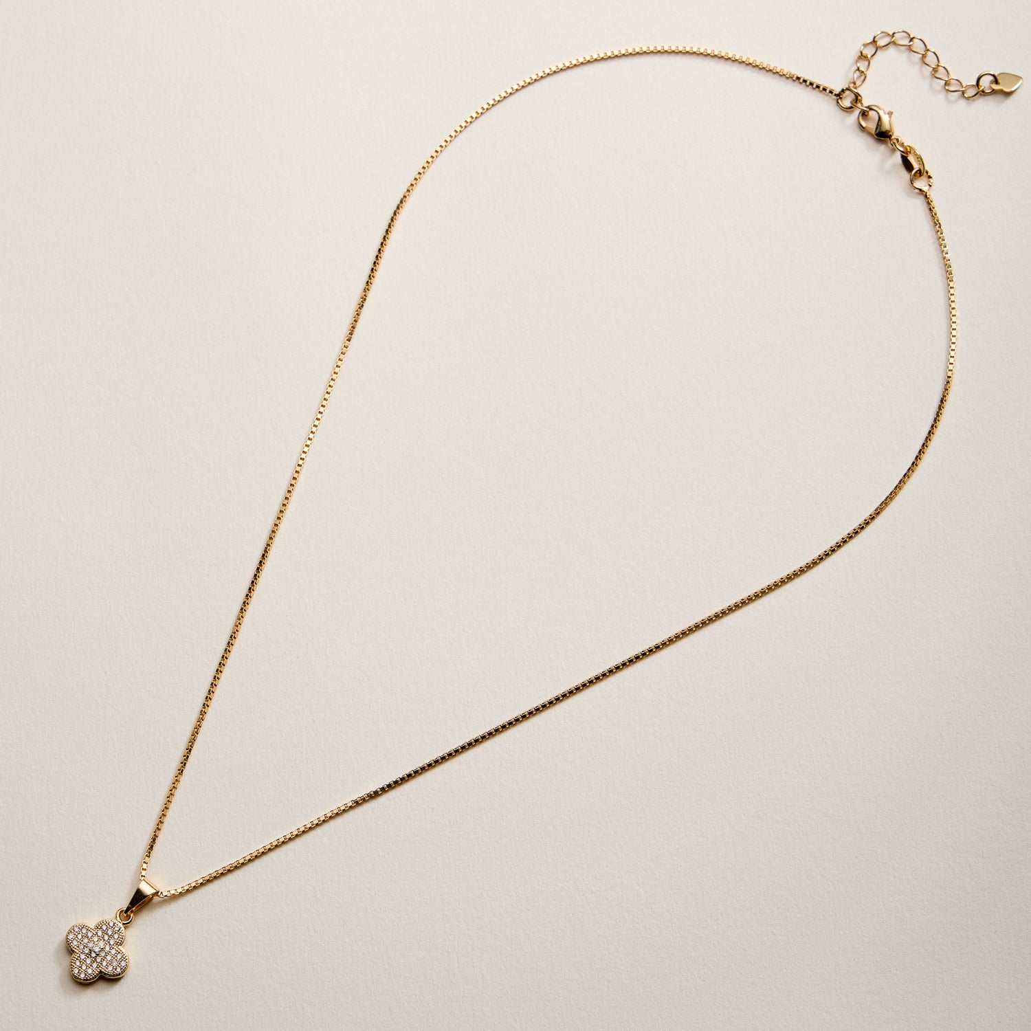 Gold Filled Clover Pendant Necklace with Box Chain