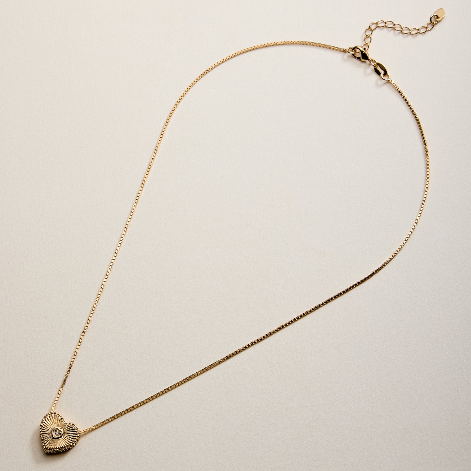 Gold Filled Heart Locket Necklace with Cubic Zirconia Accent