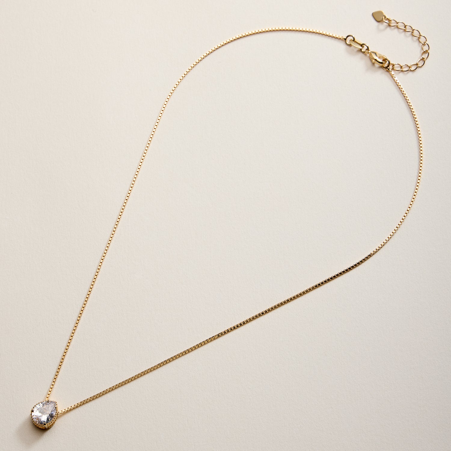 Gold Filled Teardrop CZ Pendant Necklace
