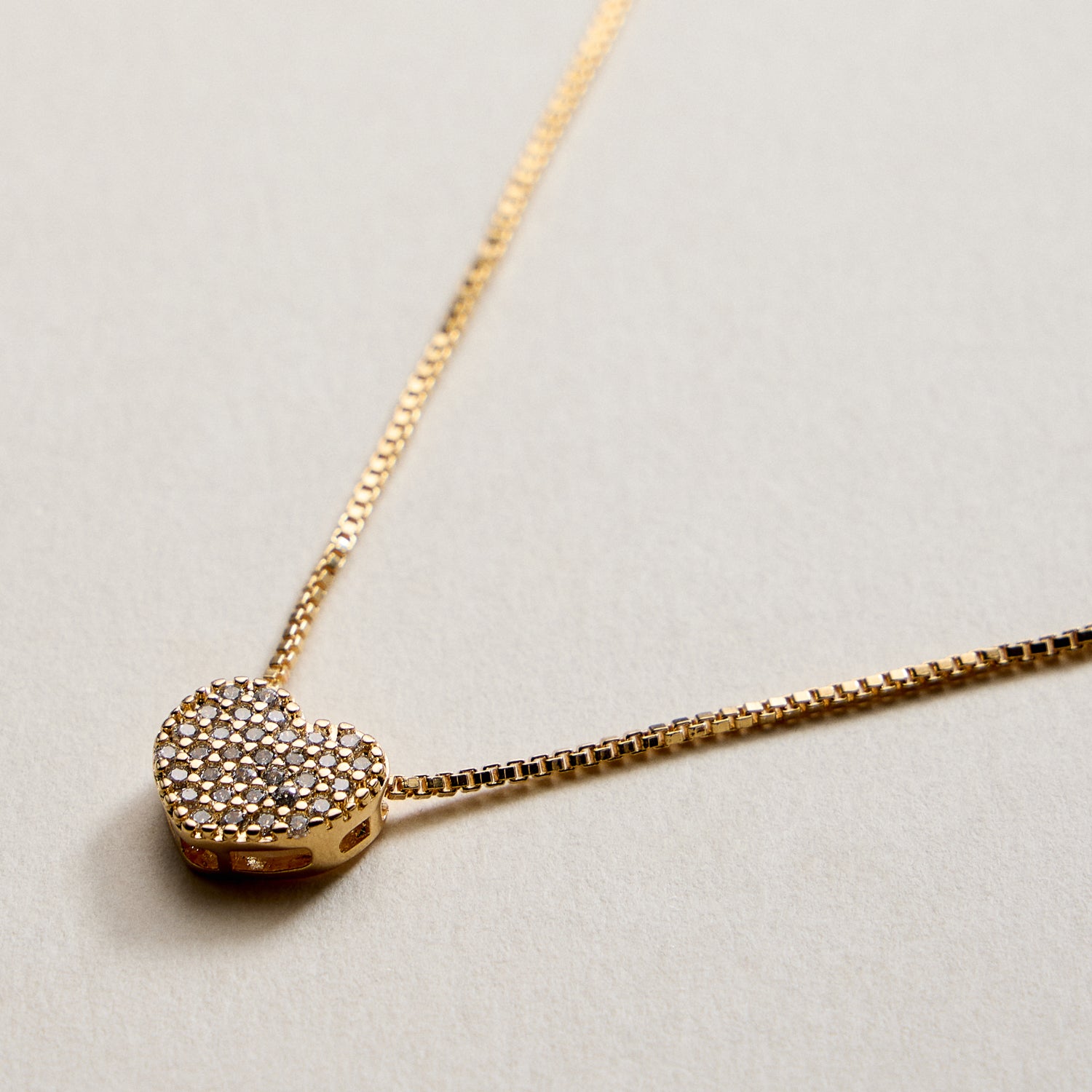 Gold Filled Heart Pendant Necklace with Sparkling Stones