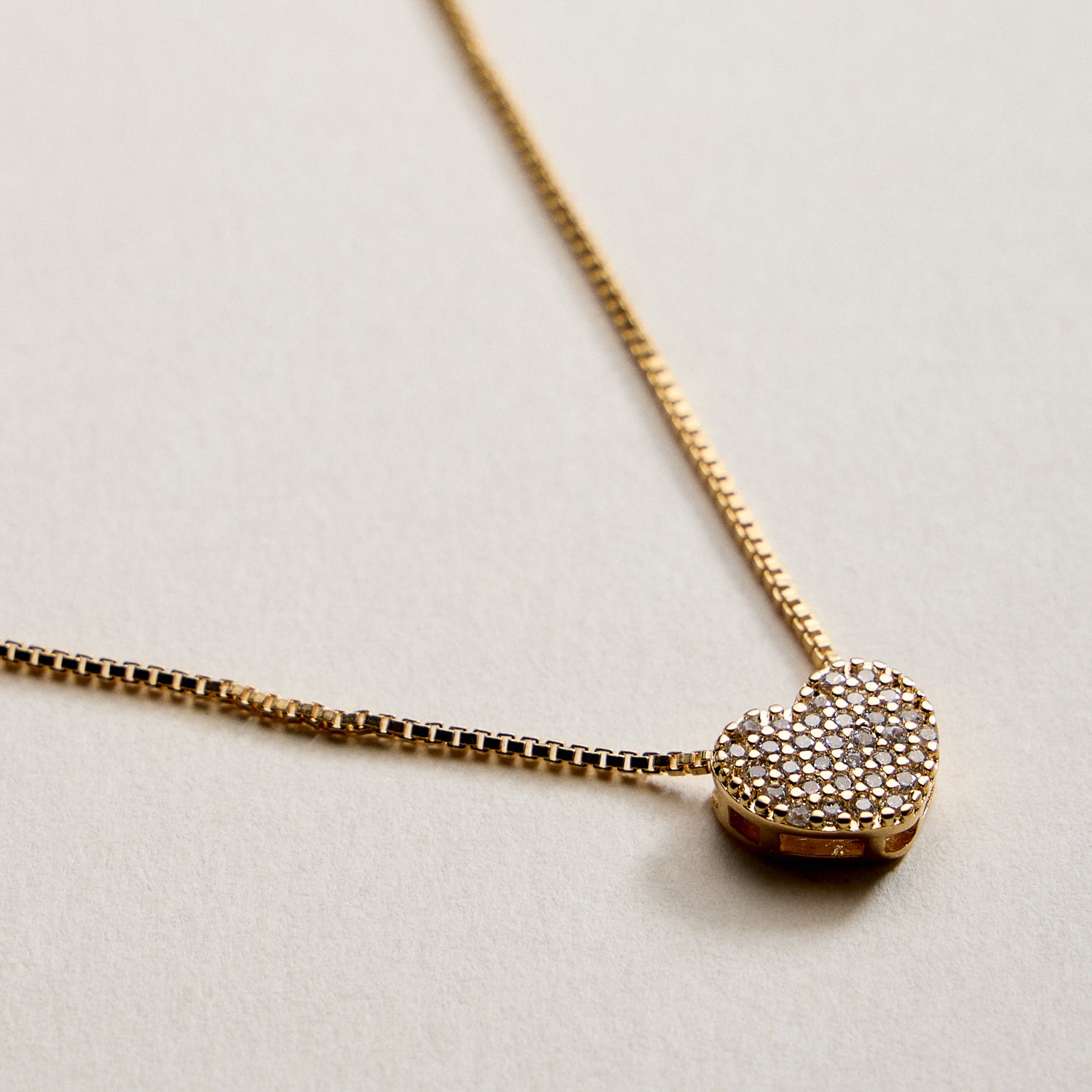 Gold Filled Heart Pendant Necklace with Sparkling Stones