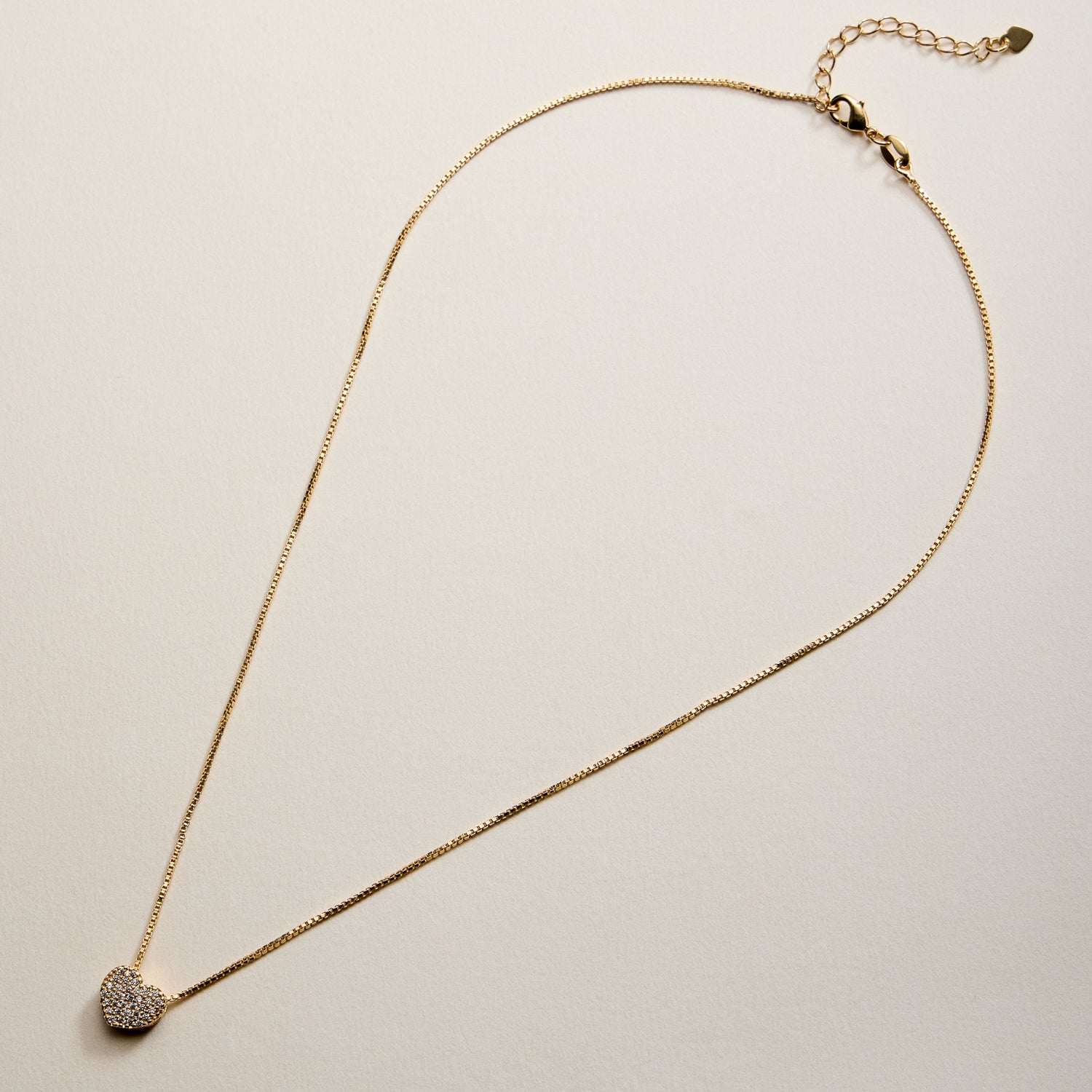 Gold Filled Heart Pendant Necklace with Sparkling Stones