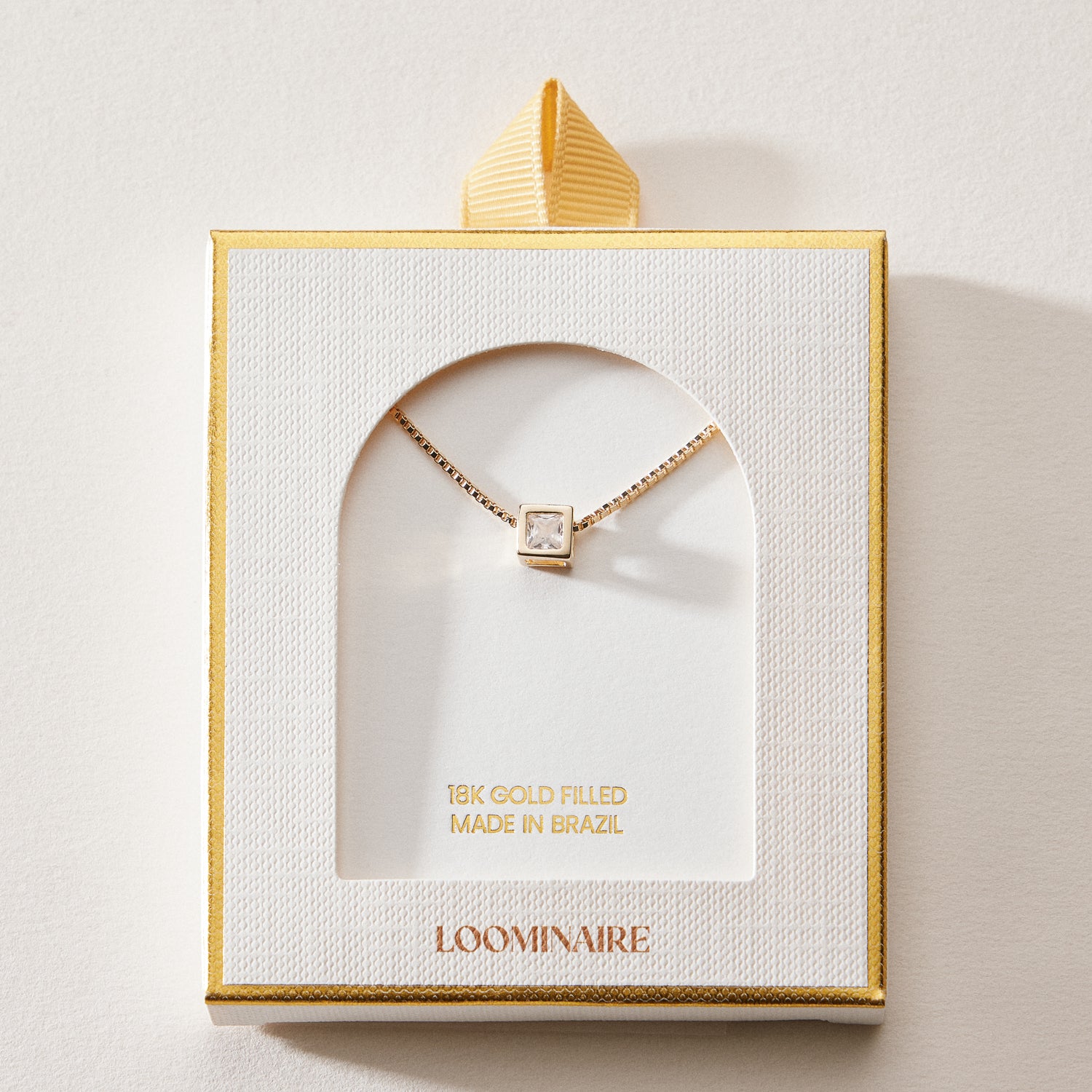 18K Gold Filled CZ in Cube | Pendant Necklace