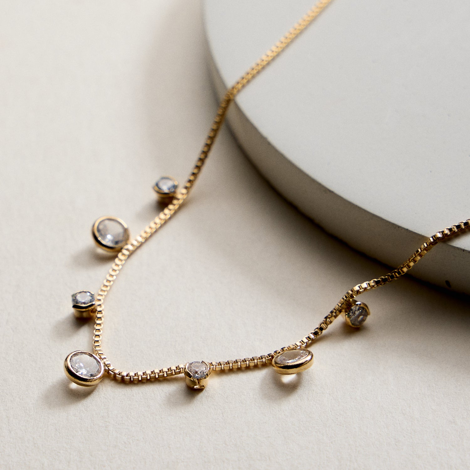 Gold Filled Minimalist Bezel Station Necklace