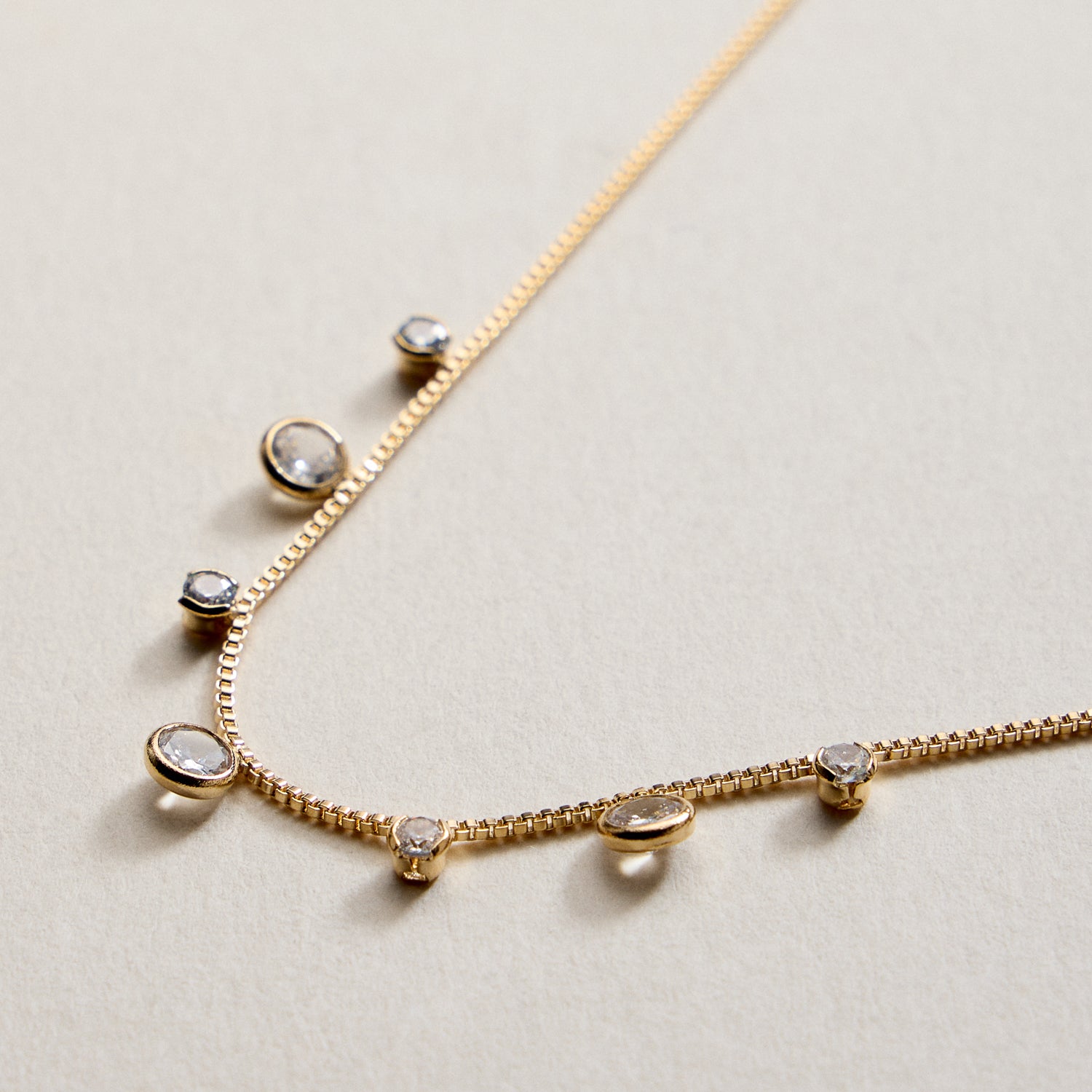 Gold Filled Minimalist Bezel Station Necklace