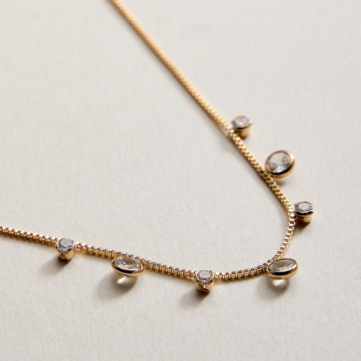 Gold Filled Minimalist Bezel Station Necklace