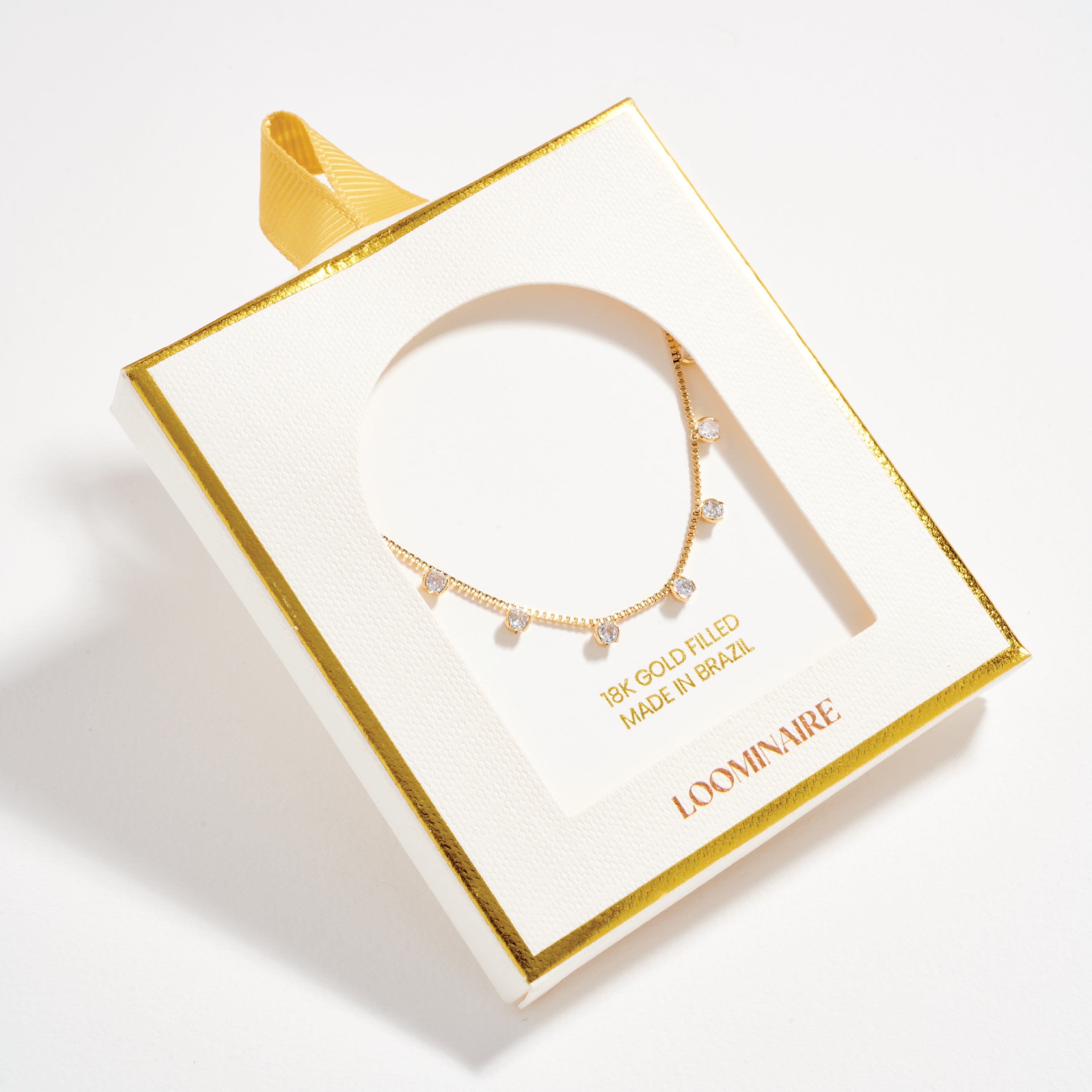 Gold Filled Dangling CZ Station Necklace