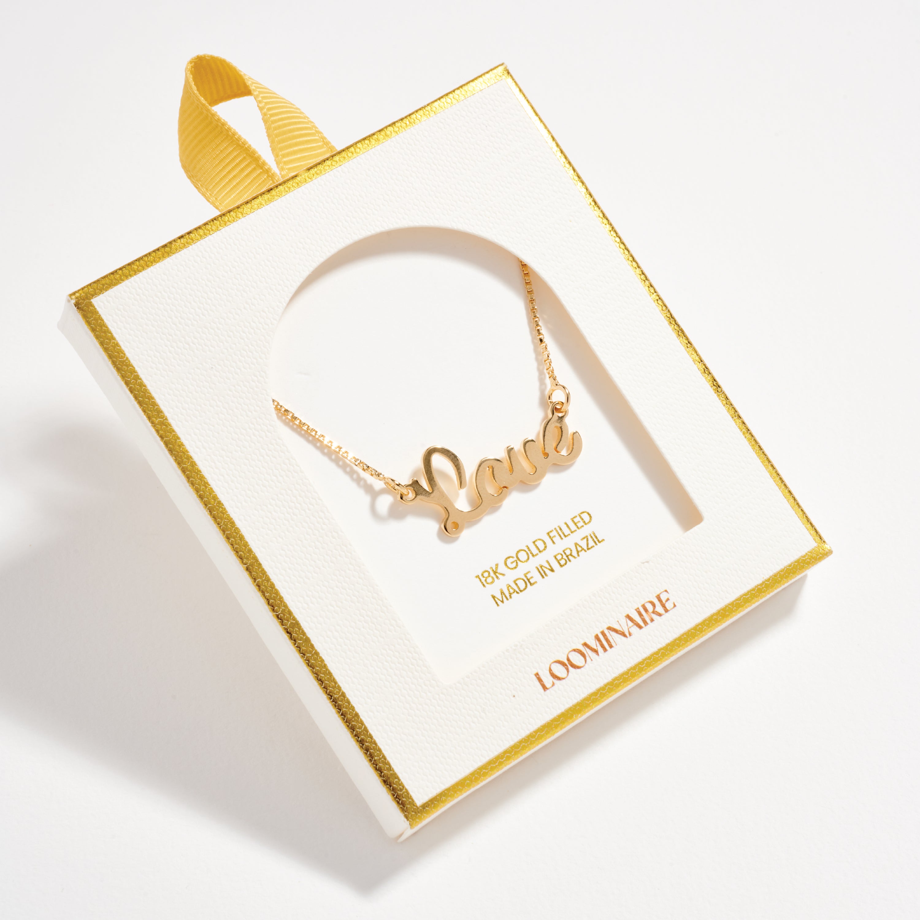 Gold Filled “Love” Necklace – Script Pendant on Dainty Chain
