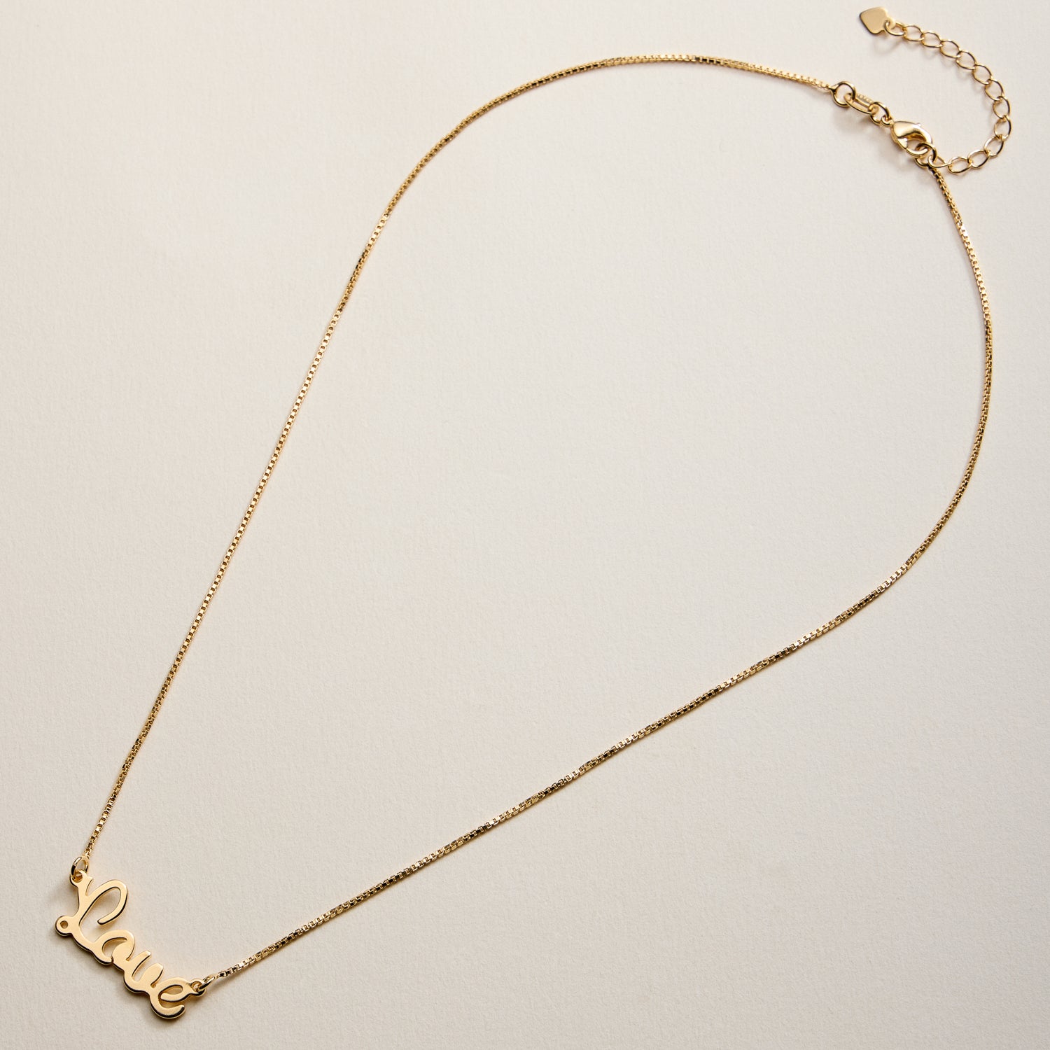 Gold Filled “Love” Necklace – Script Pendant on Dainty Chain