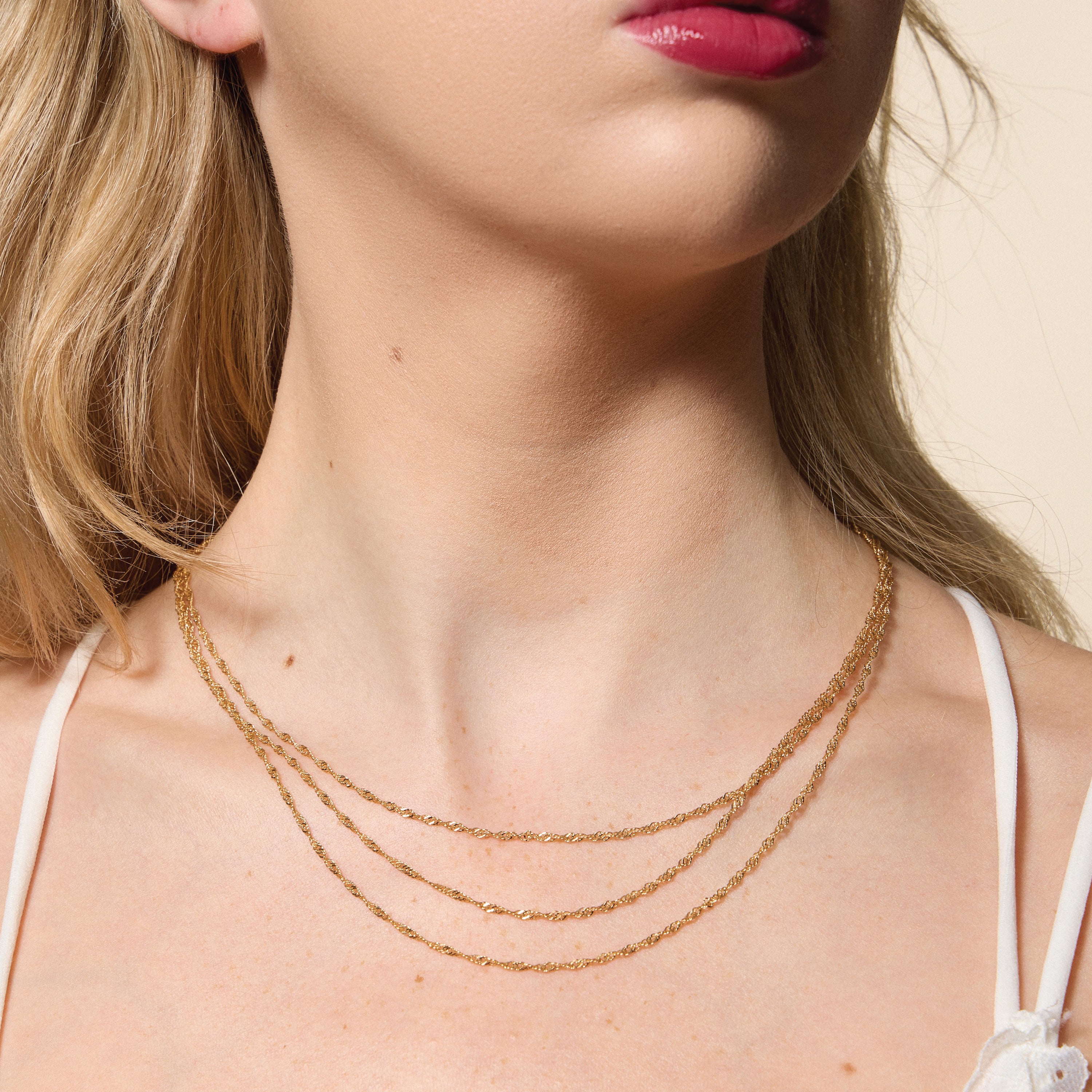 Gold Filled Layered Rope Chain Necklace