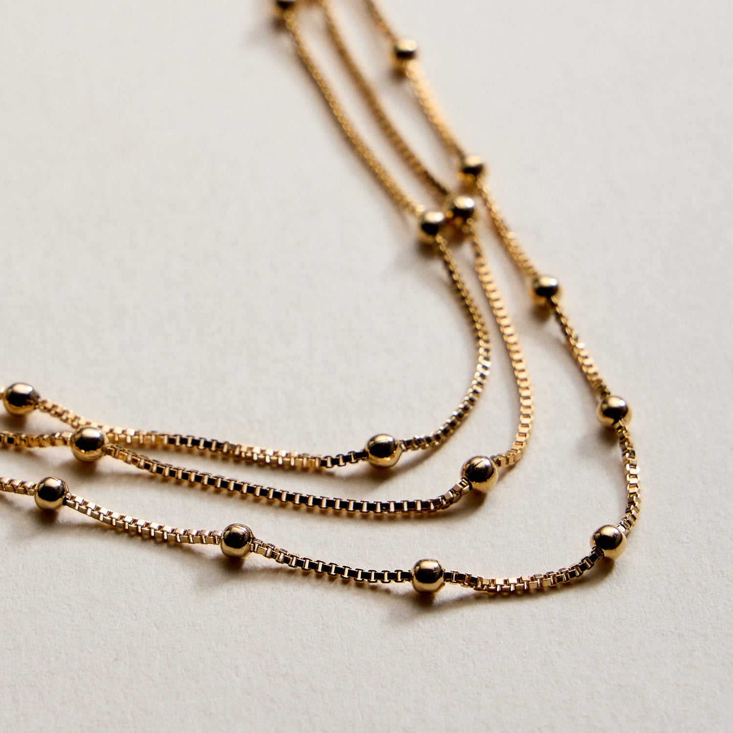 Gold Filled Layered Beaded Chain Necklace