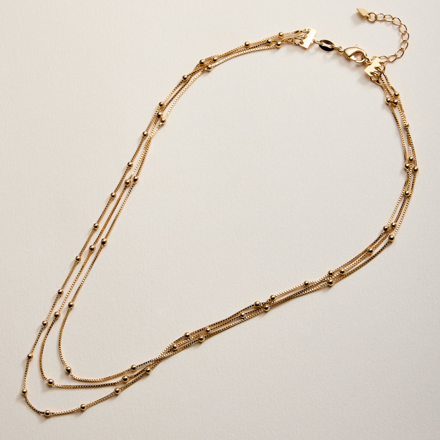 Gold Filled Layered Beaded Chain Necklace