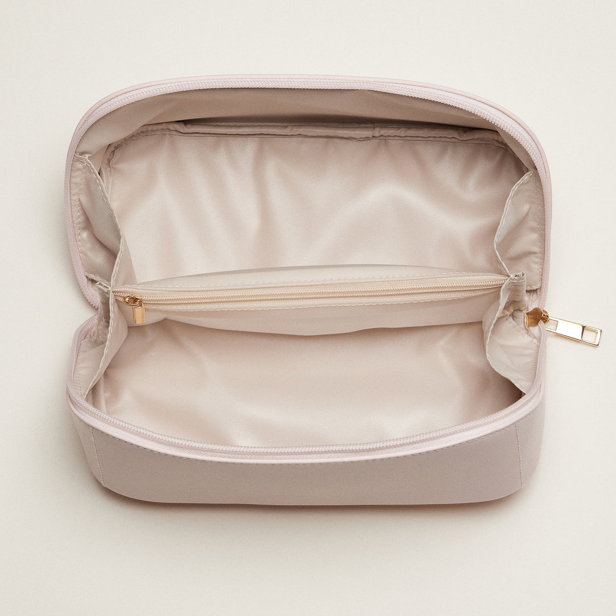 PU Leather Lay-Flat Makeup Bag | Travel Cosmetic Organizer