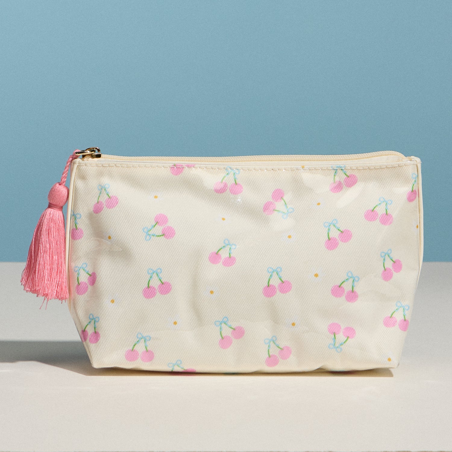 Cherry Print Cosmetic Pouch – Zipper Makeup Bag with Tassel - Frem