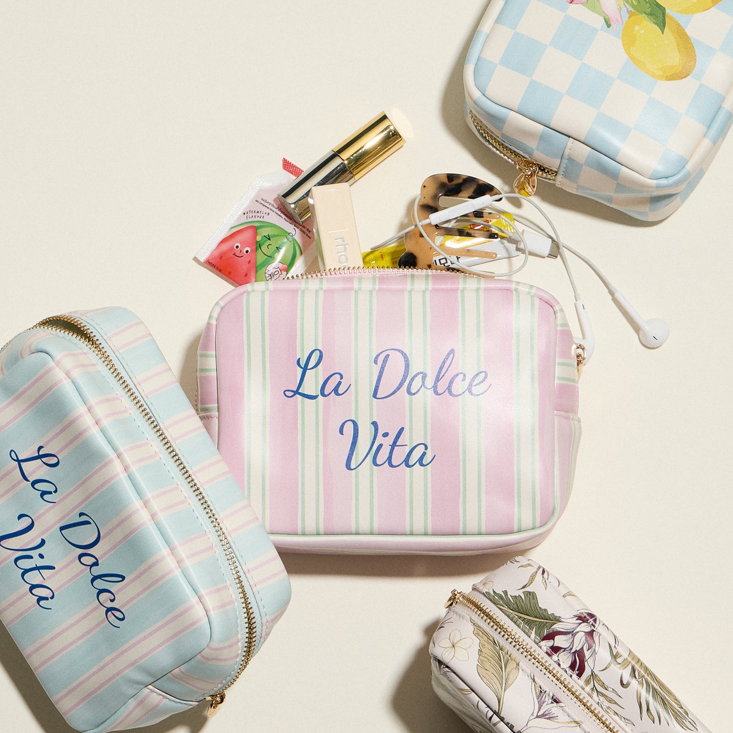 Pink Seashell Print Cosmetic Pouch - Frem
