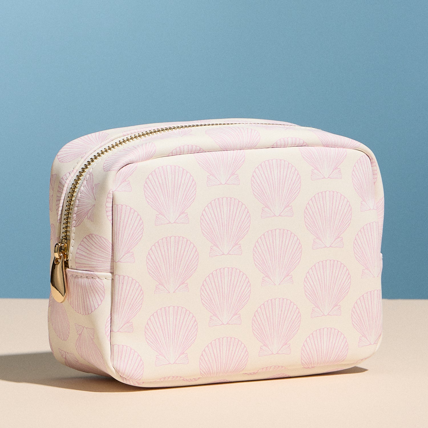 Pink Seashell Print Cosmetic Pouch - Frem