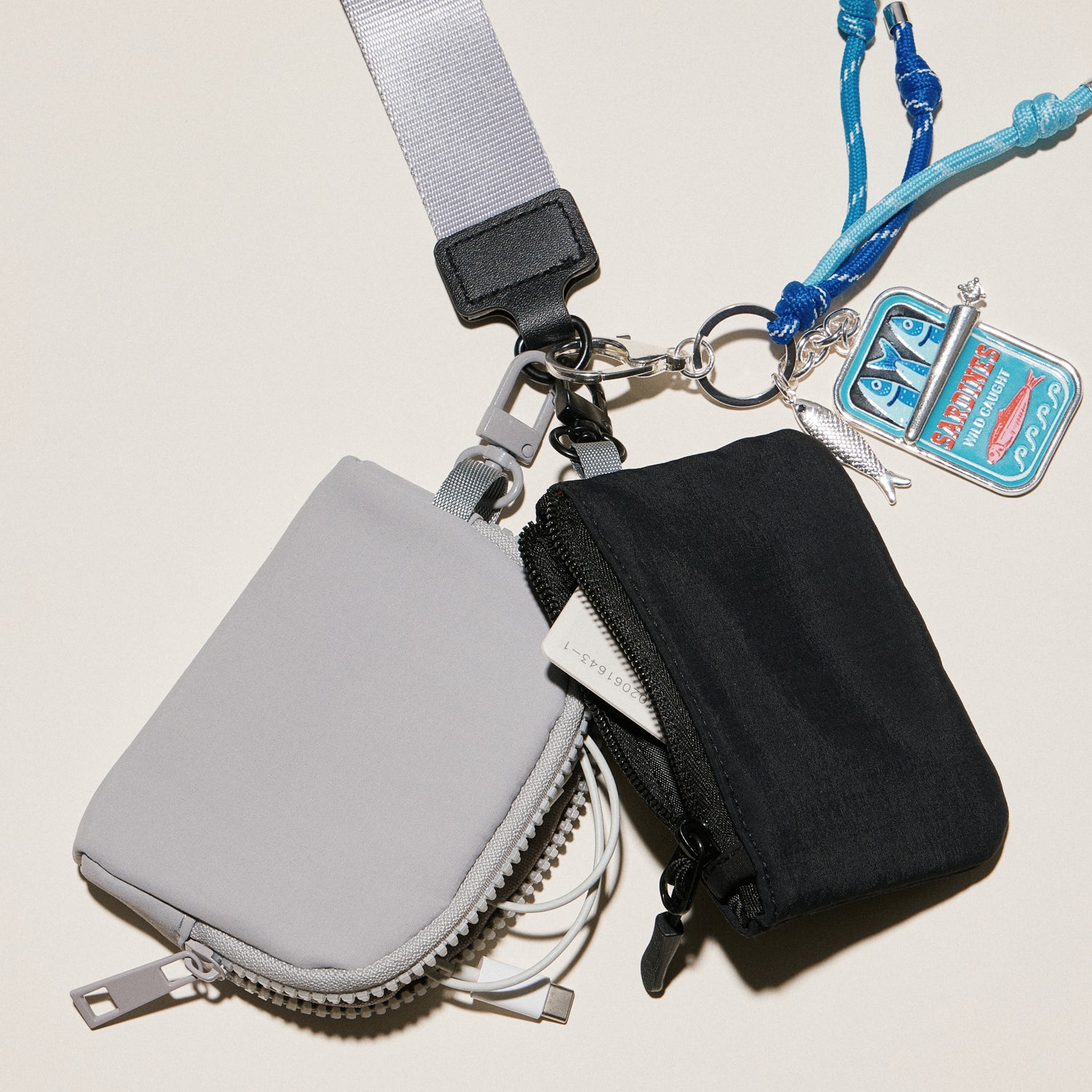 Fabric Dual Pouch Wristlet Wallet | Keychain Holder