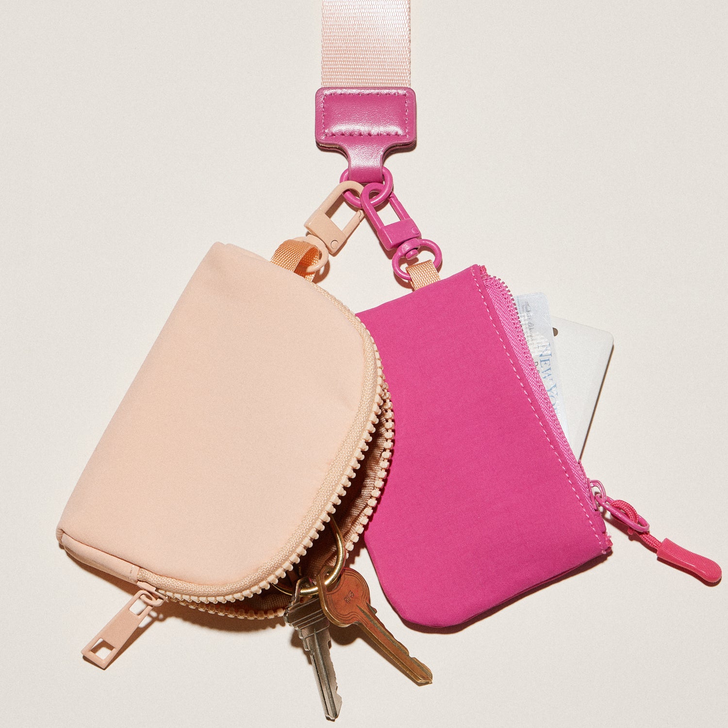 Fabric Dual Pouch Wristlet Wallet | Keychain Holder