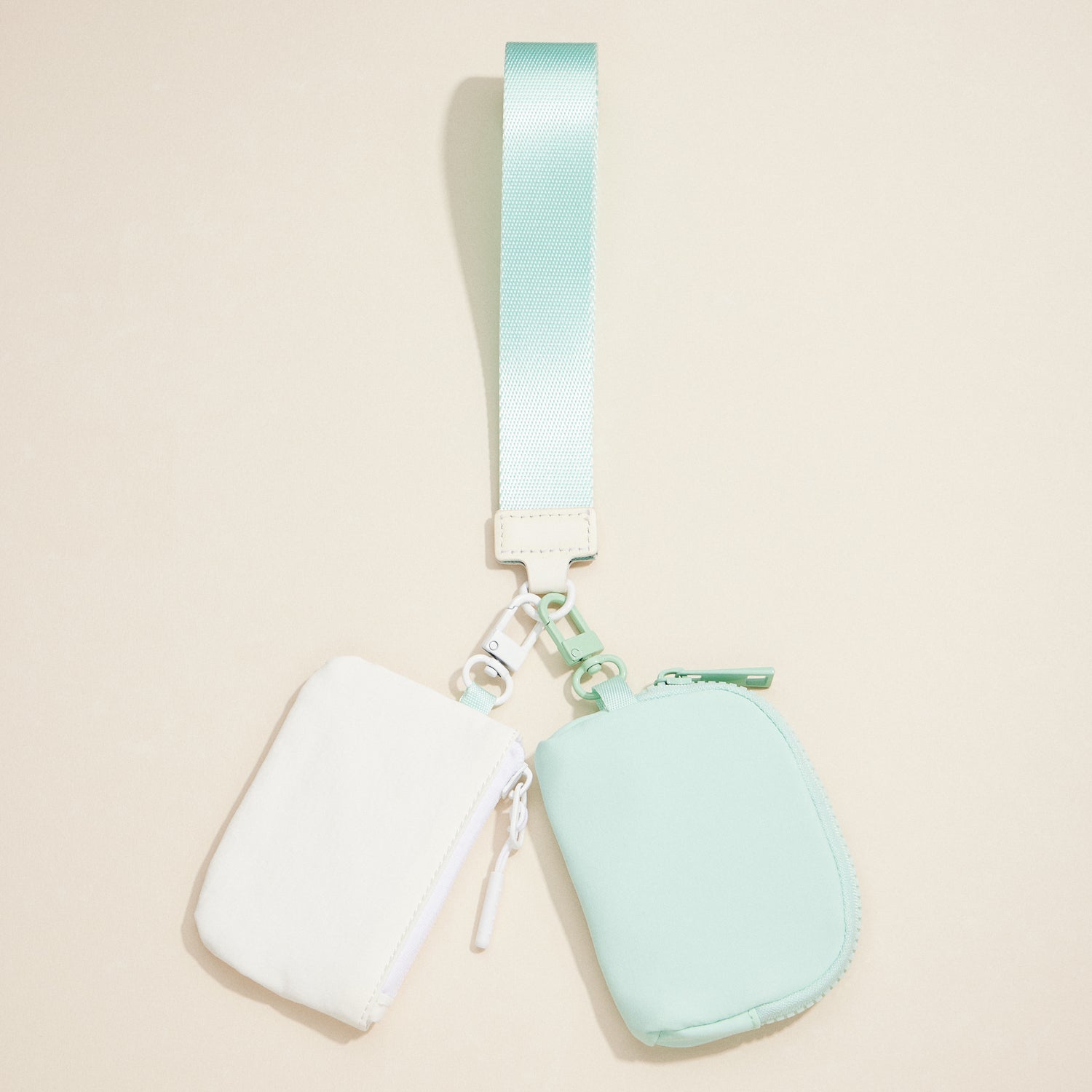 Dual Pouch Wristlet Keychain Wallet – Compact Zipper Coin & Card Holder