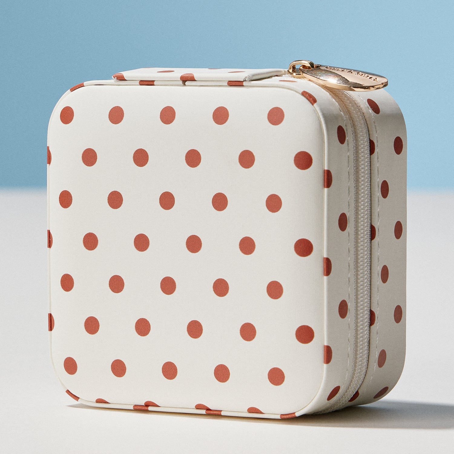 Polka Dot Travel Jewelry Case Organizer | Compact Zipper Jewelry Storage Box for Rings, Earrings & Necklaces