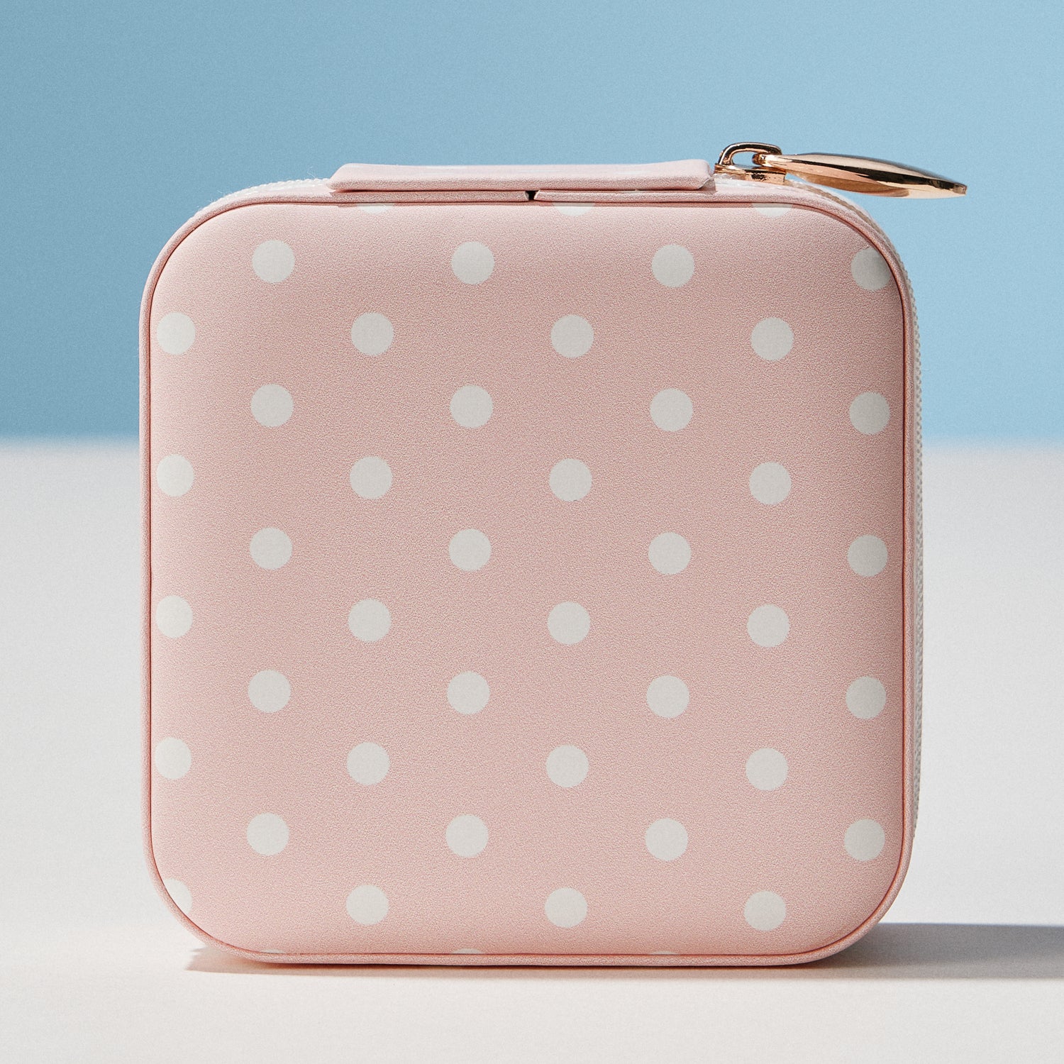 Polka Dot Travel Jewelry Case Organizer | Compact Zipper Jewelry Storage Box for Rings, Earrings & Necklaces