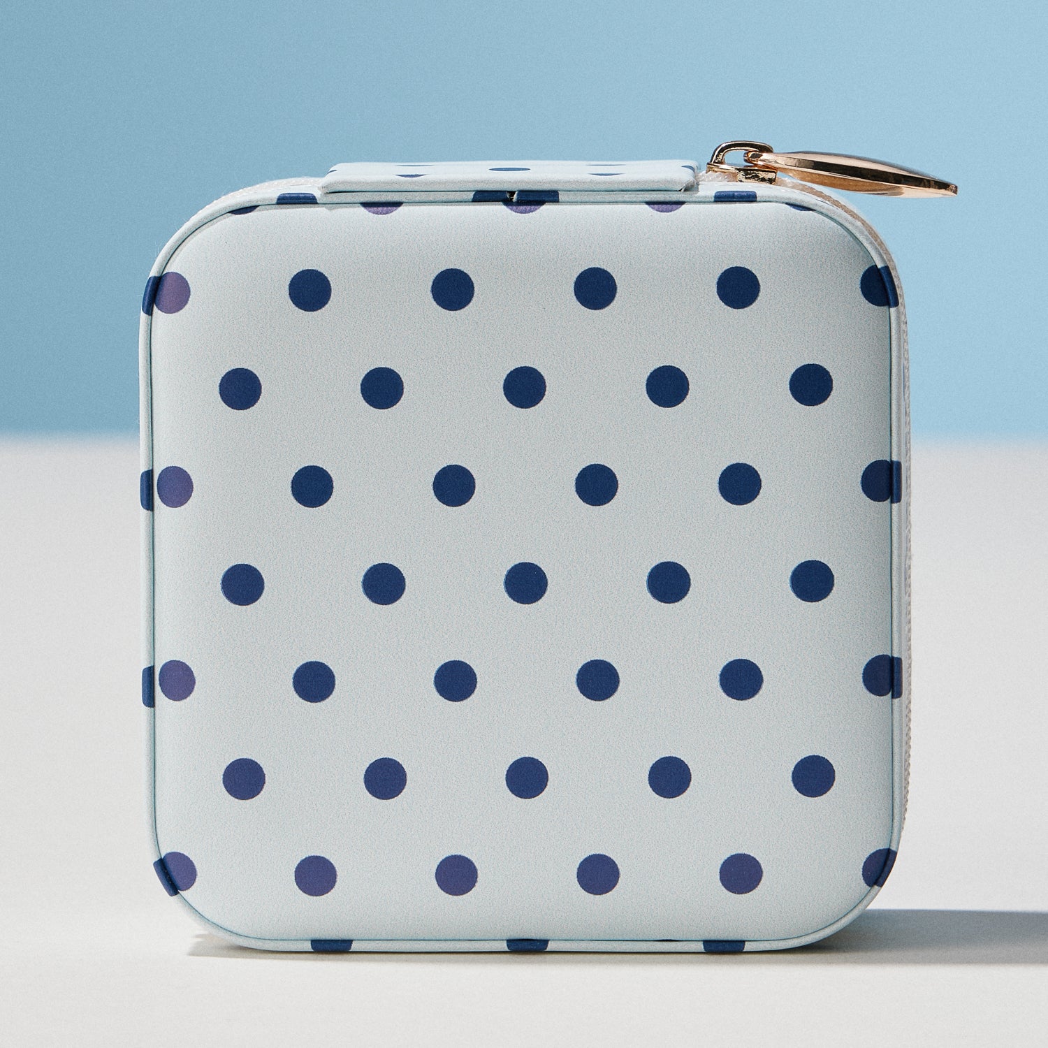 Polka Dot Travel Jewelry Case Organizer | Compact Zipper Jewelry Storage Box for Rings, Earrings & Necklaces