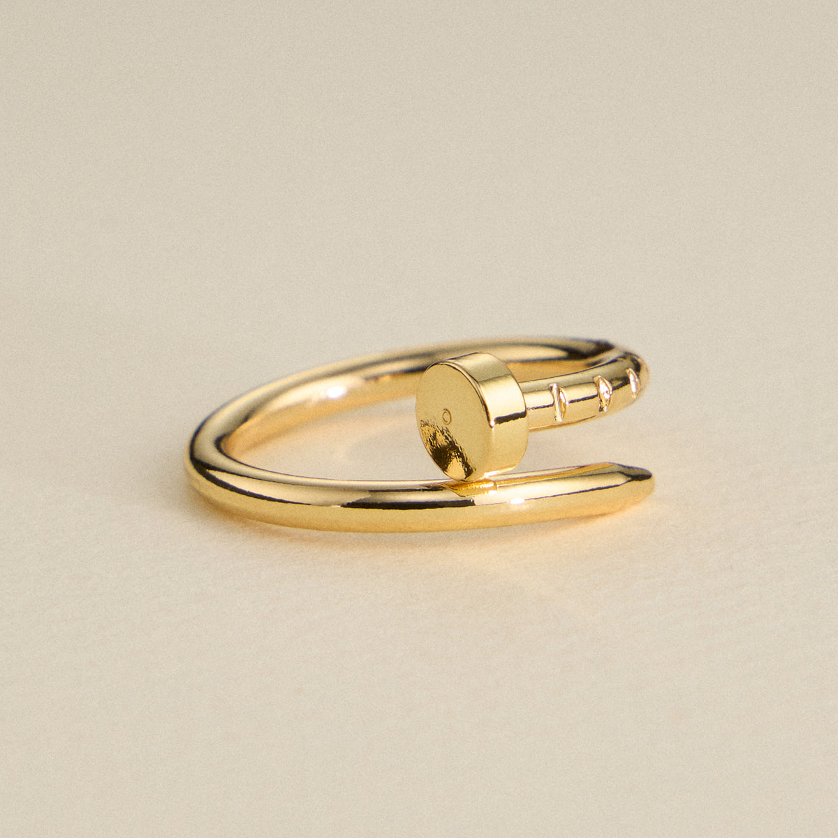 Gold Screw Detail & Nail Wrap Ring Set – 2 Piece, Size 8