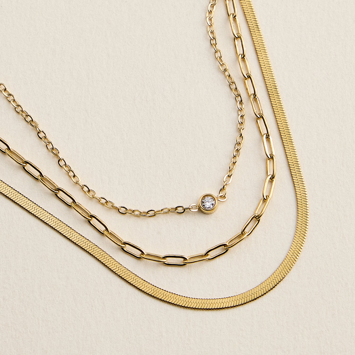 Layered Chain Bracelet for Women | Gold or Silver Tone Multi-Chain Bracelet with CZ Charm