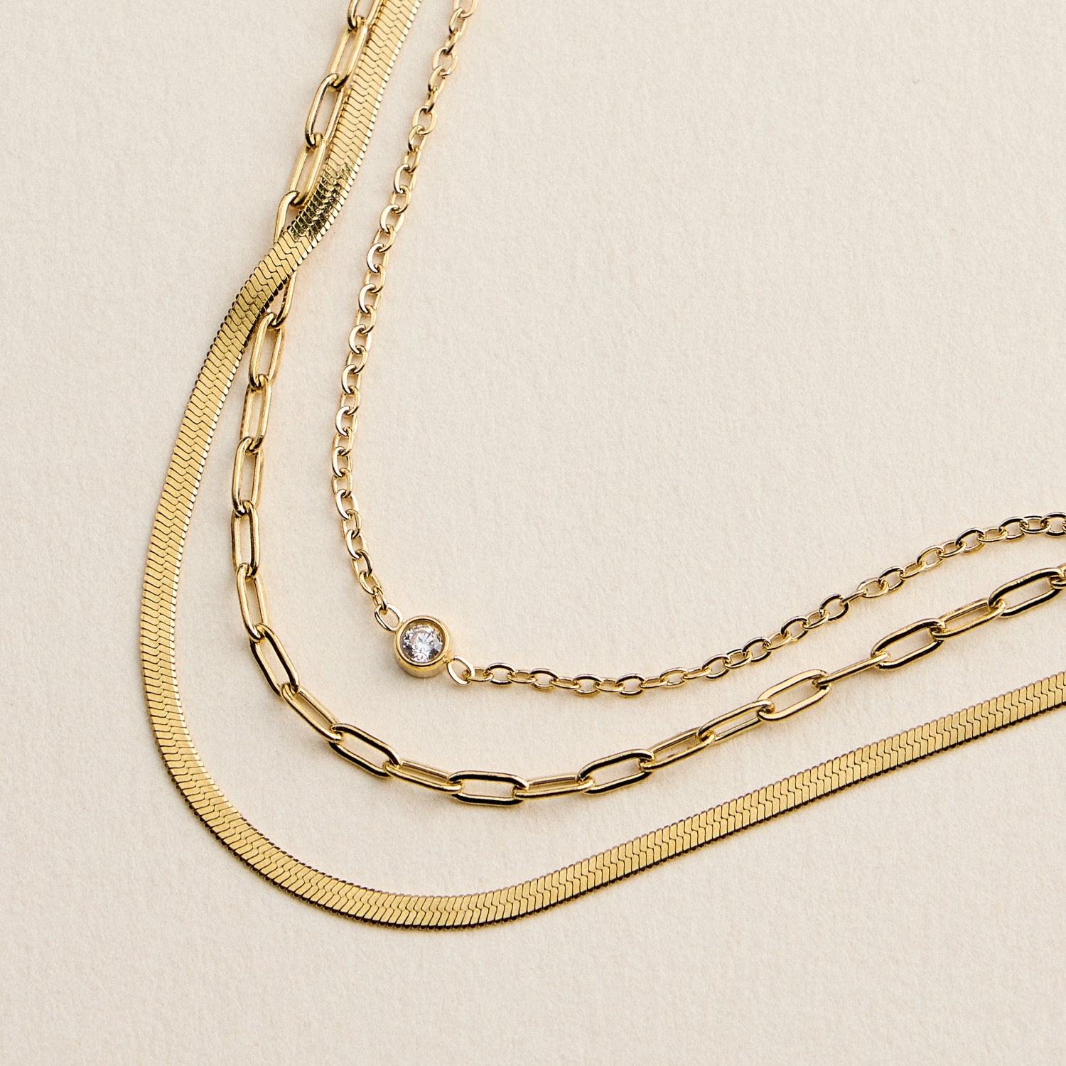 Layered Chain Bracelet for Women | Gold or Silver Tone Multi-Chain Bracelet with CZ Charm