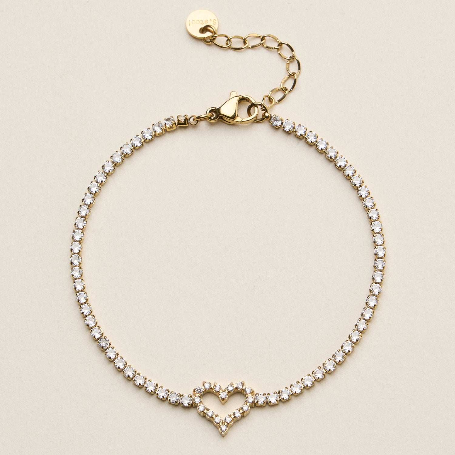 Heart Tennis Bracelet for Women – CZ Diamond Pavé Heart Charm Bracelet