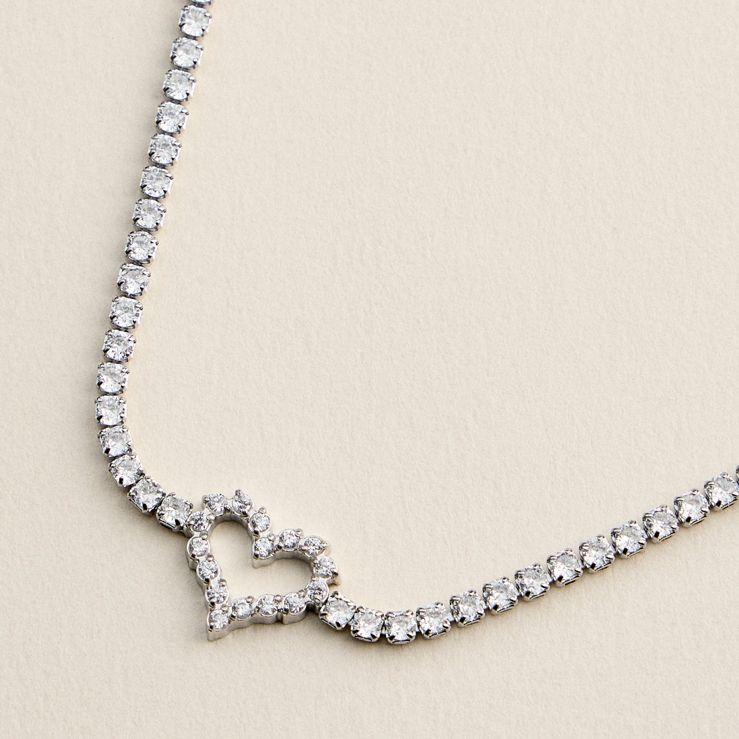 Heart Tennis Bracelet for Women – CZ Diamond Pavé Heart Charm Bracelet