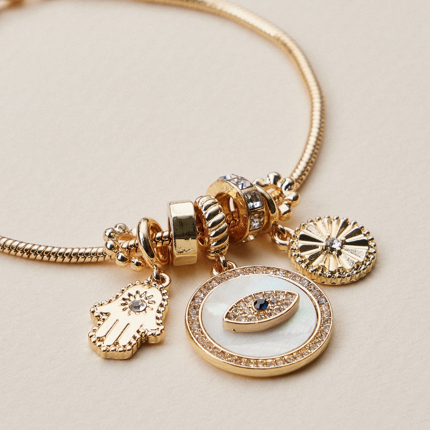 Gold Dipped Multi Charm Bracelet – Symbolic Pendant Collection