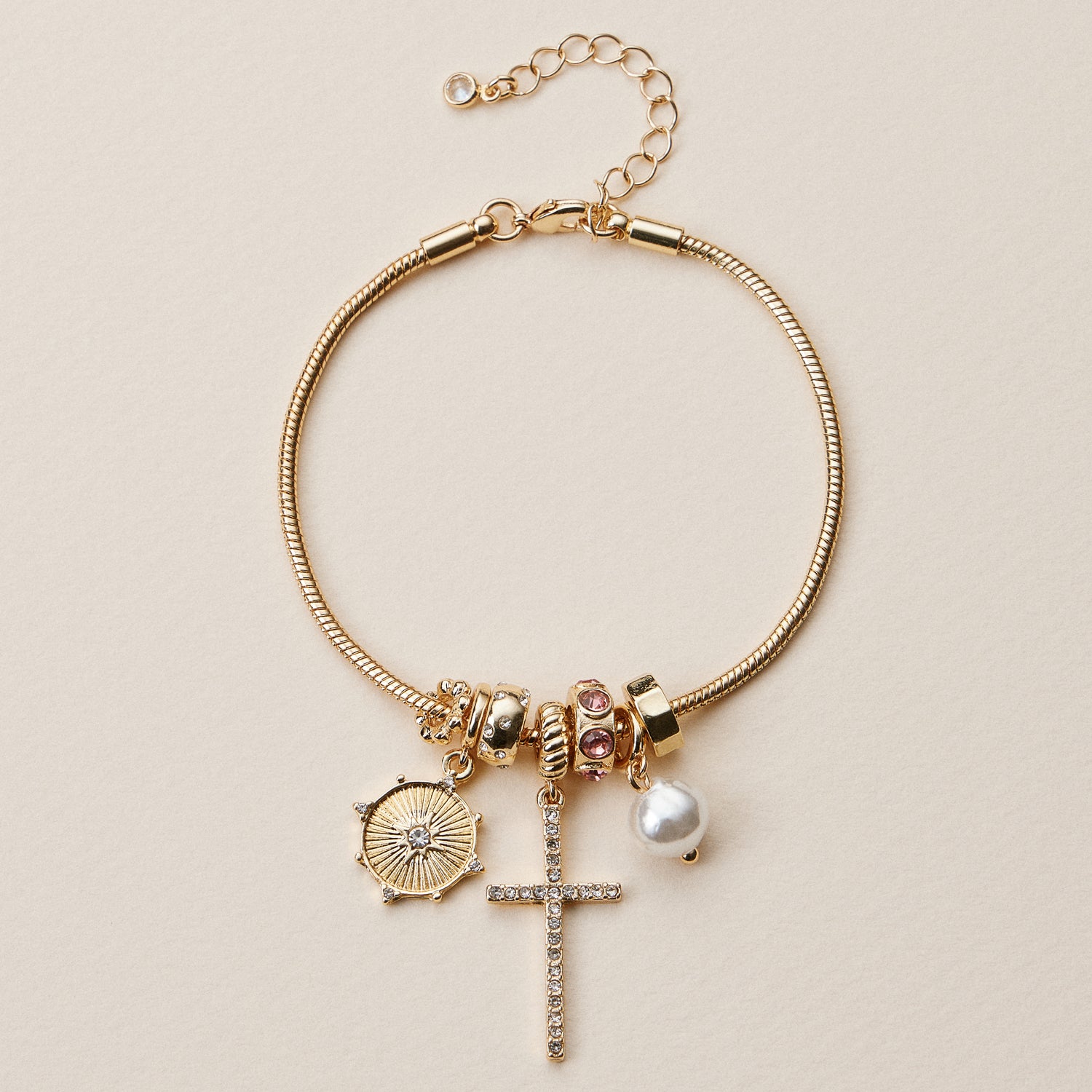 Gold Dipped Multi Charm Bracelet – Symbolic Pendant Collection