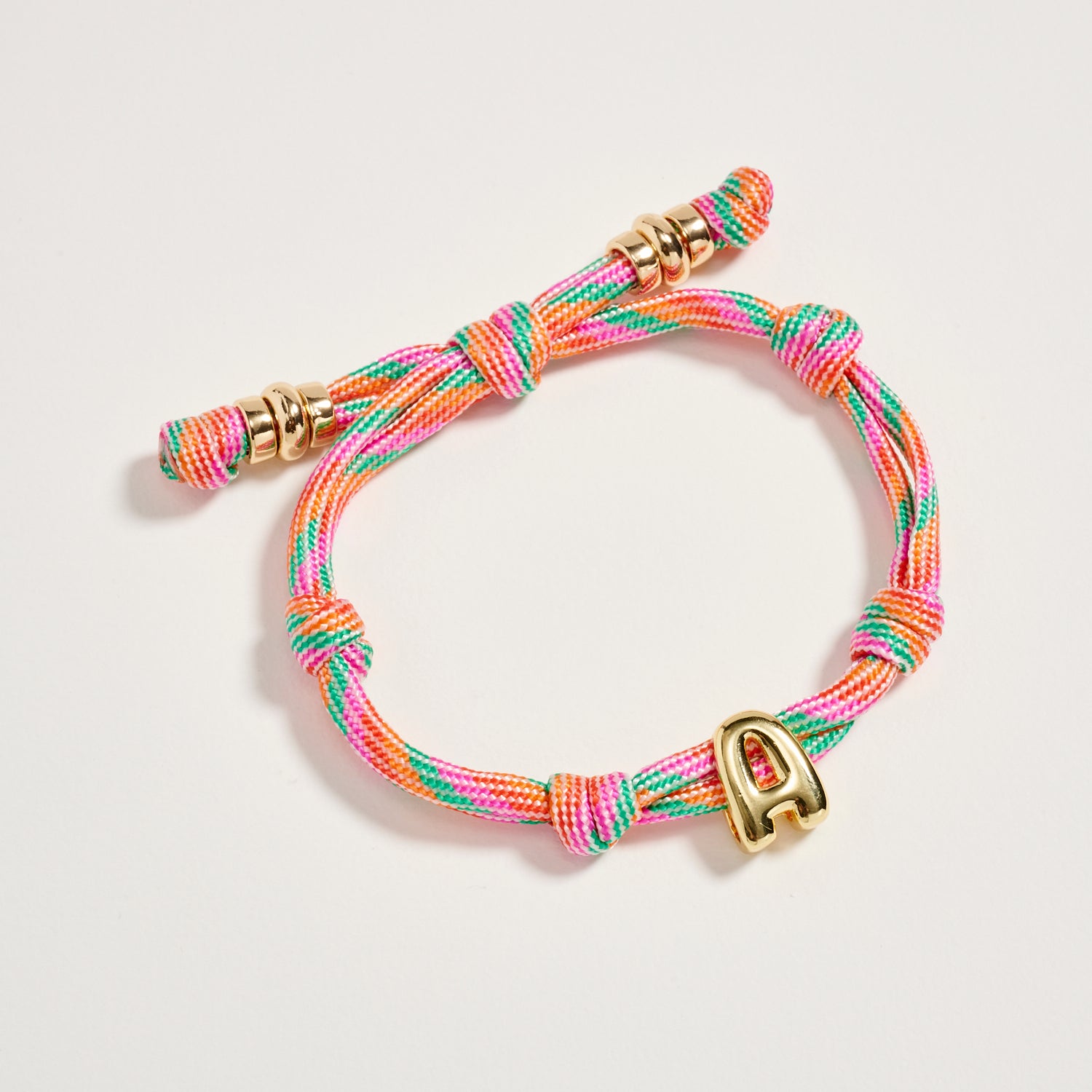 Premium Multicolor Rope Initial Bracelet with Gold Letter Charm – Adjustable Luxury Cord Monogram Bracelet - Frem