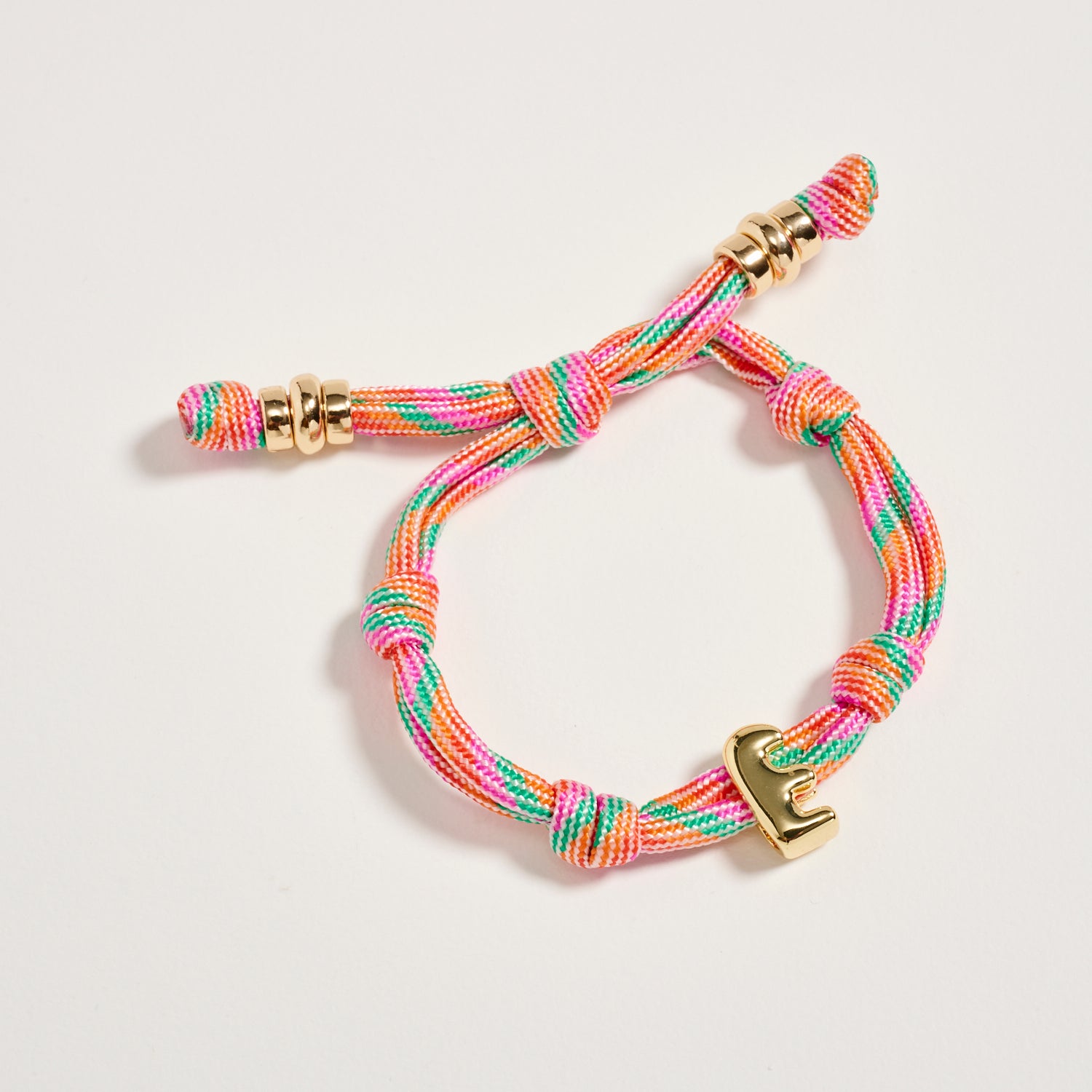 Premium Multicolor Rope Initial Bracelet with Gold Letter Charm – Adjustable Luxury Cord Monogram Bracelet - Frem