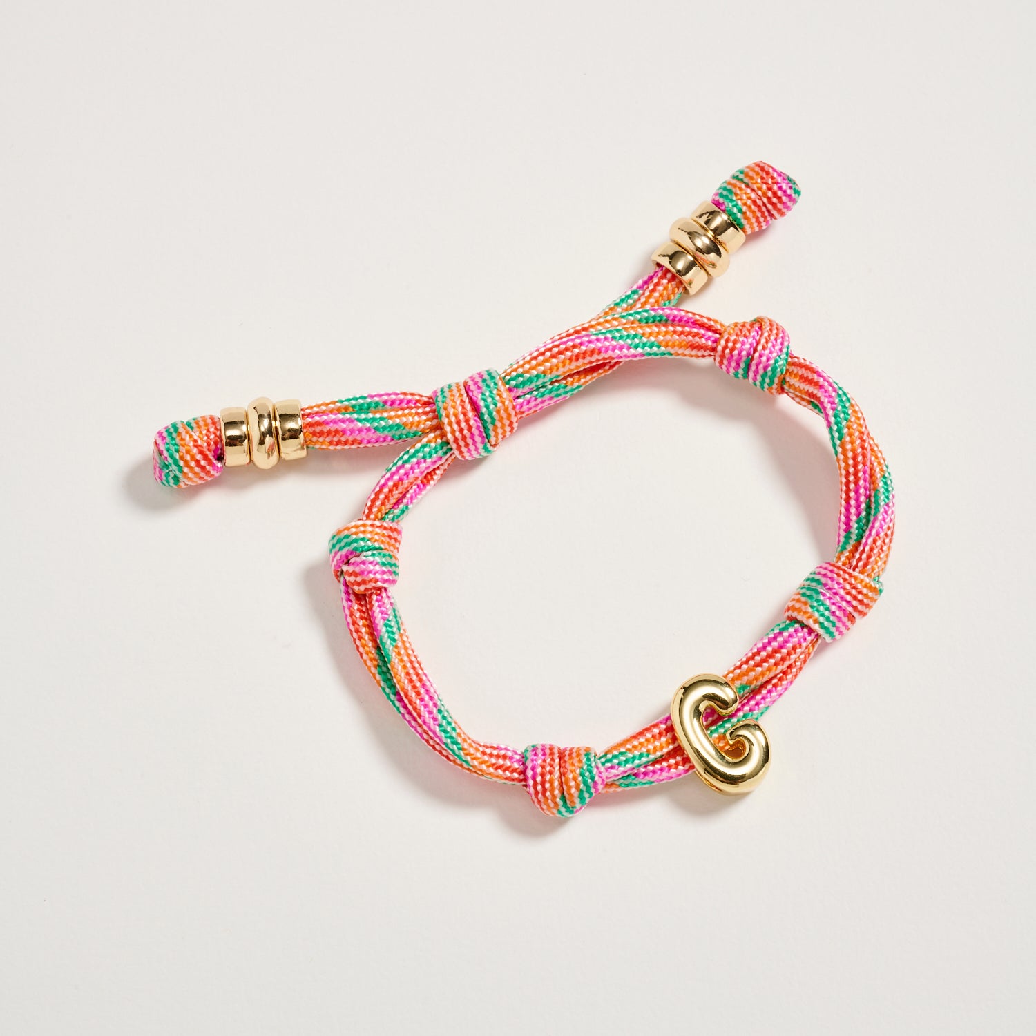 Premium Multicolor Rope Initial Bracelet with Gold Letter Charm – Adjustable Luxury Cord Monogram Bracelet - Frem
