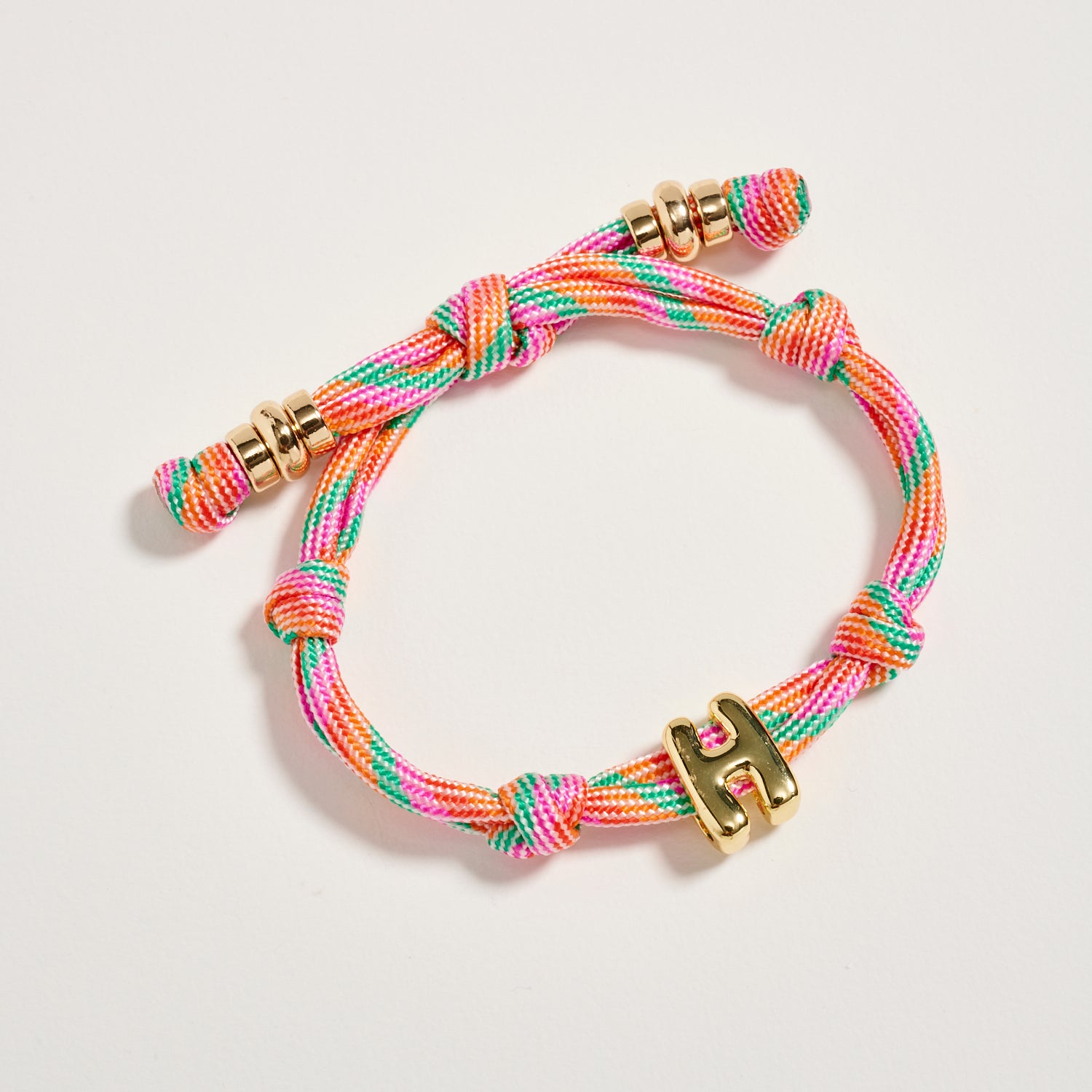 Premium Multicolor Rope Initial Bracelet with Gold Letter Charm – Adjustable Luxury Cord Monogram Bracelet - Frem