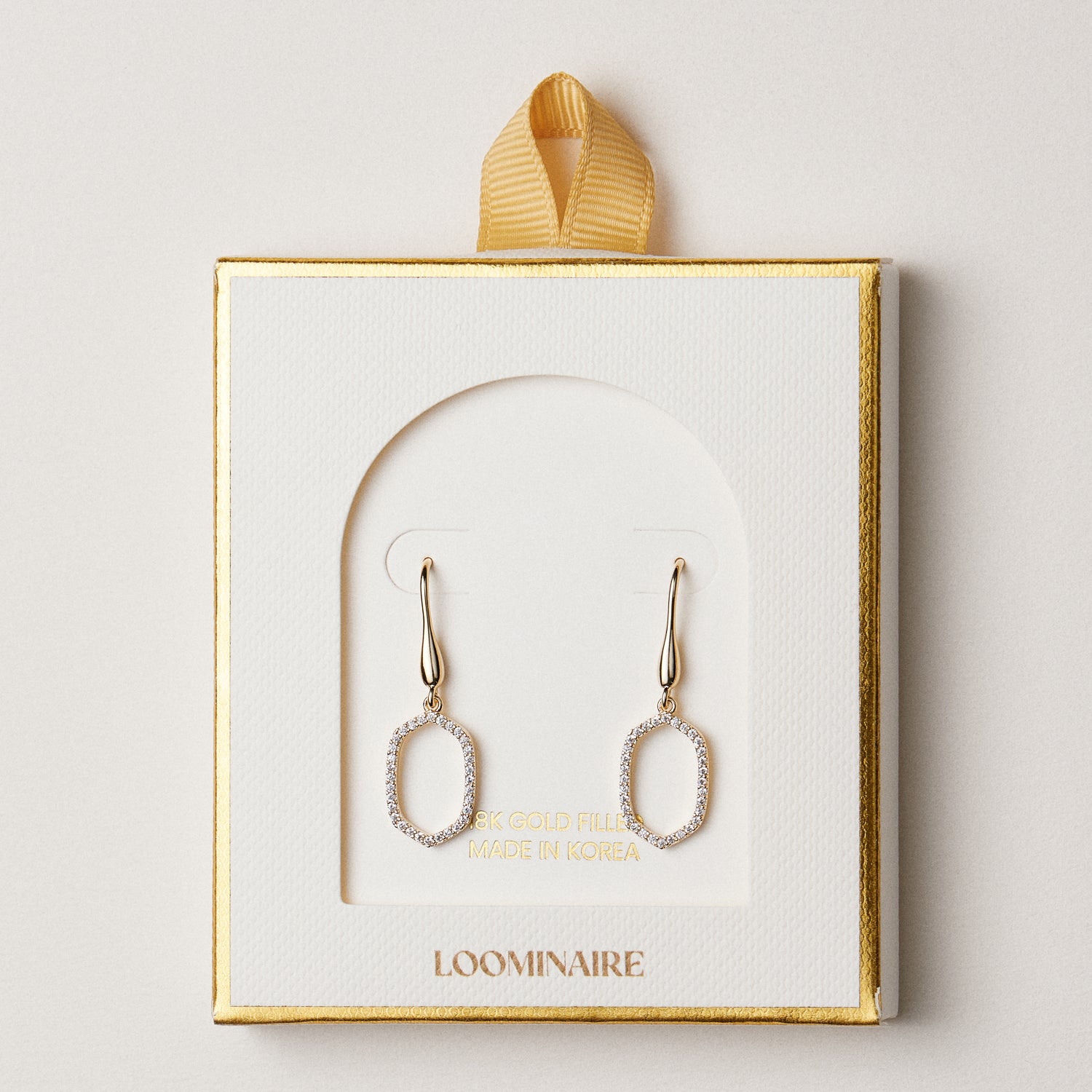 Gold Filled CZ Open Oval Drop Earrings | Dainty Jewelry