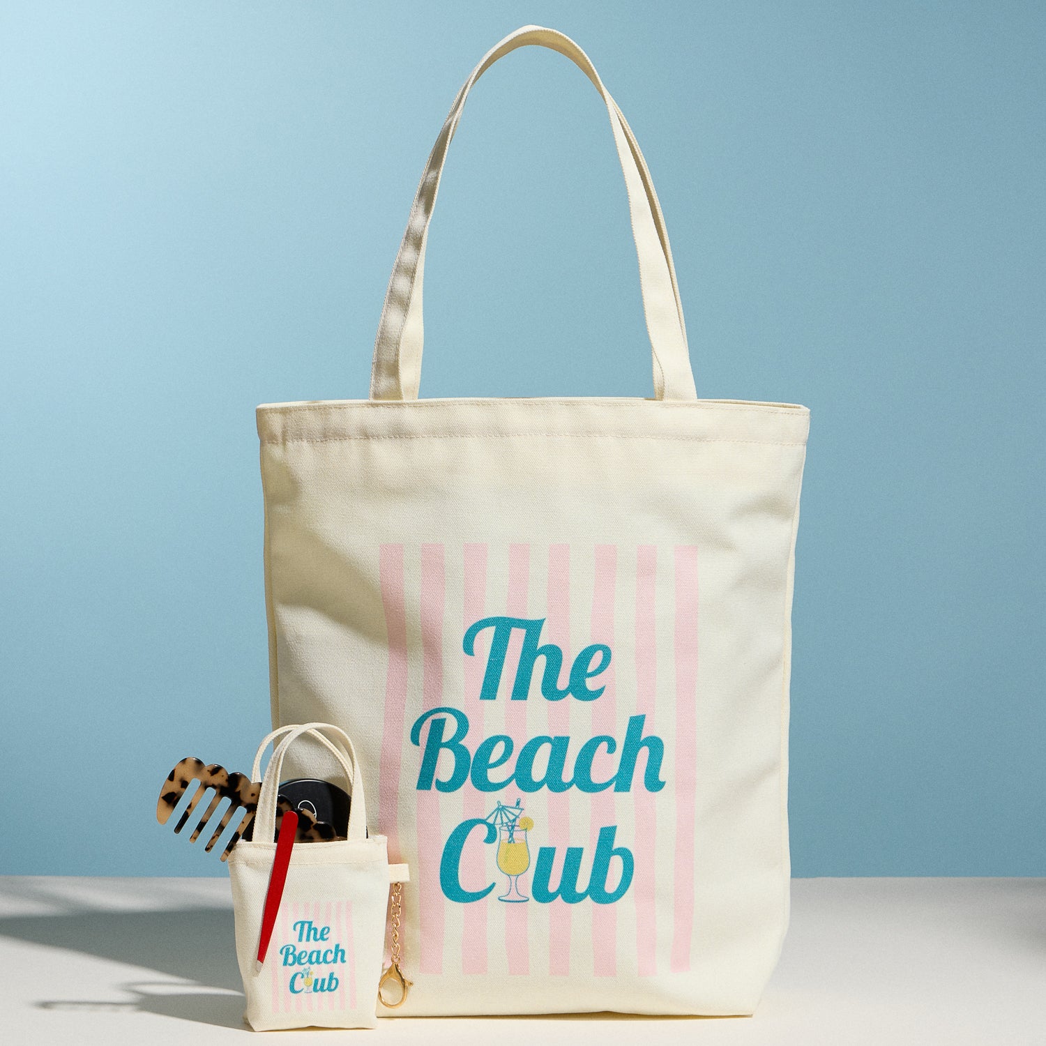 The Beach Club Canvas Tote Bag with Zip Closure – Lightweight Everyday Beach & Travel Tote - Frem