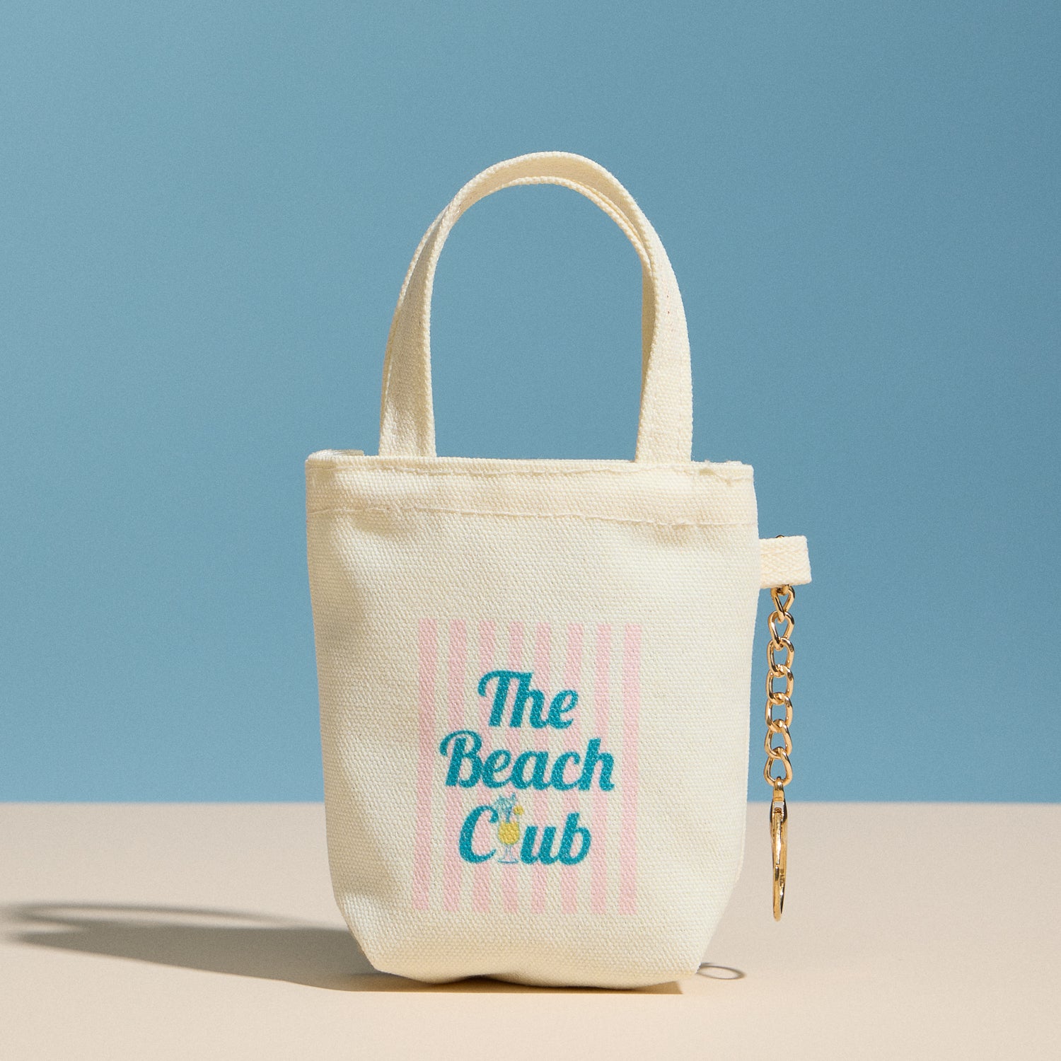 Canvas Retro Beach Mini Pouch with Handle & Keyring