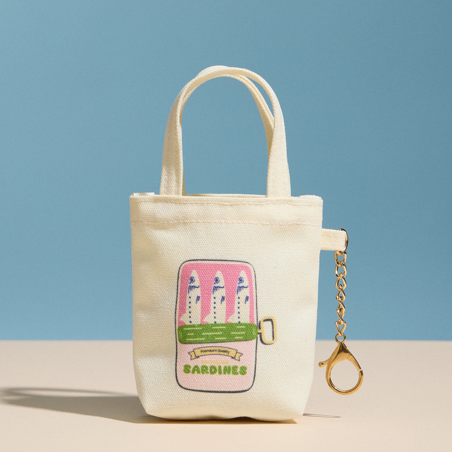 Canvas Retro Sardine Graphic Mini Bag Charm