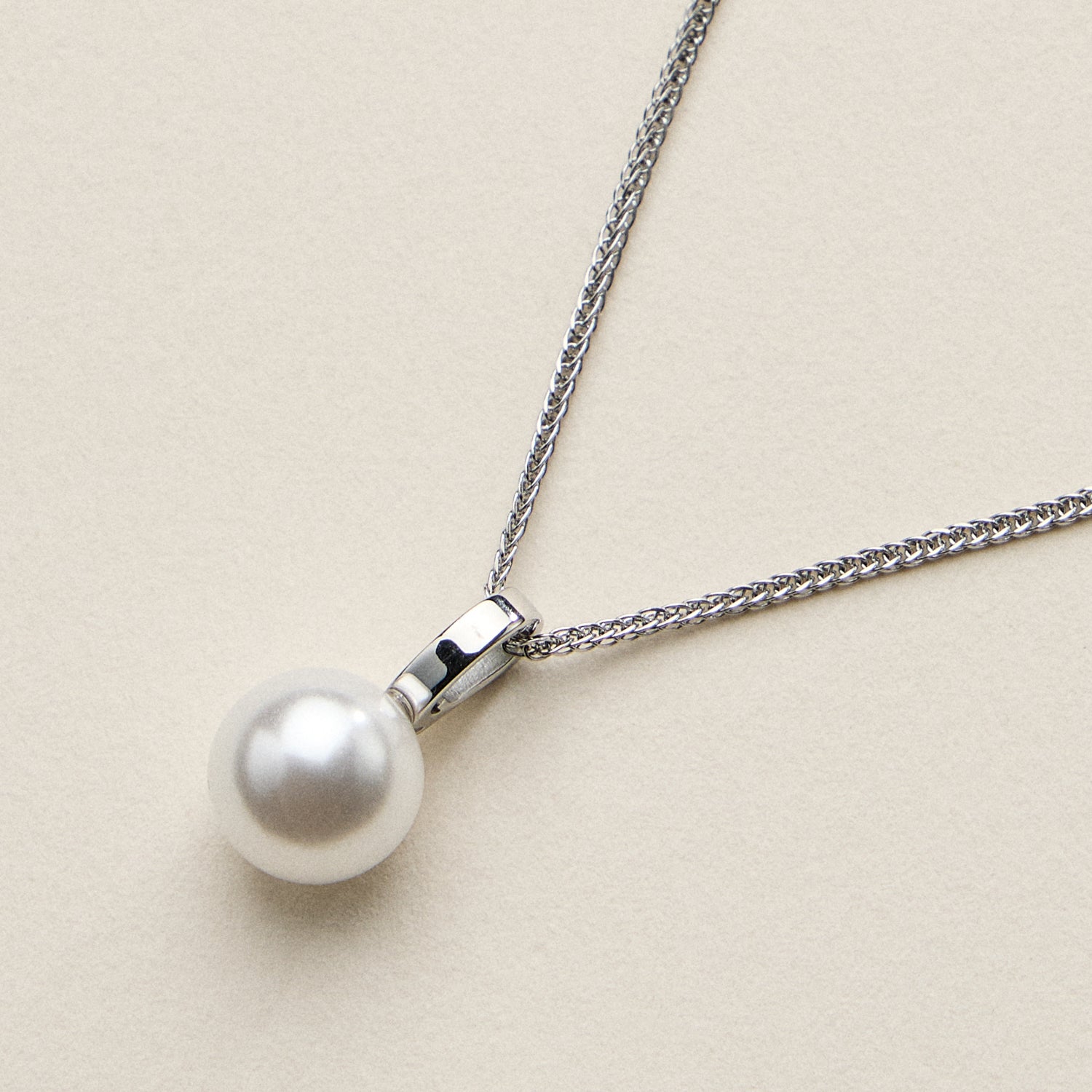 Stainless Steel Pearl Drop Necklace