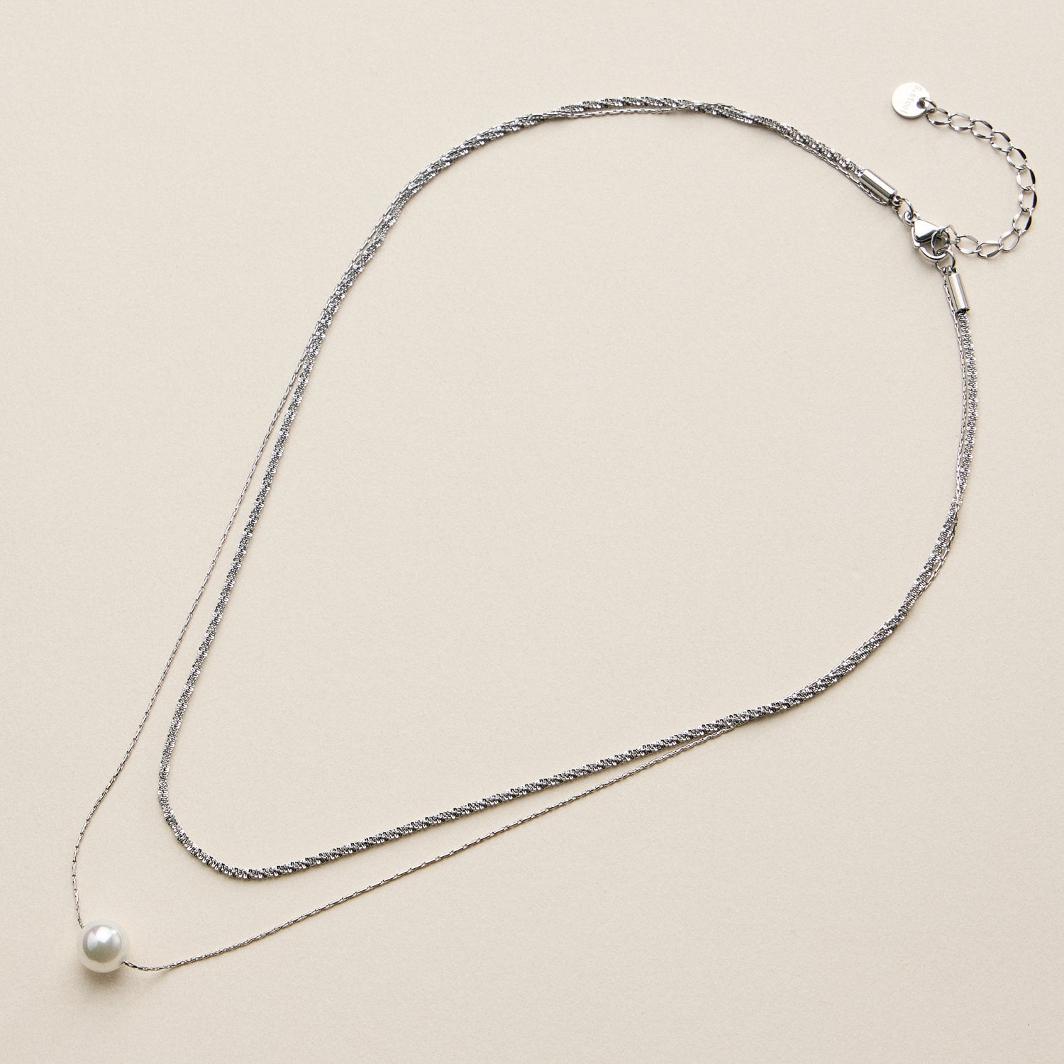 Stainless Steel Pearl Multi Chain Necklace