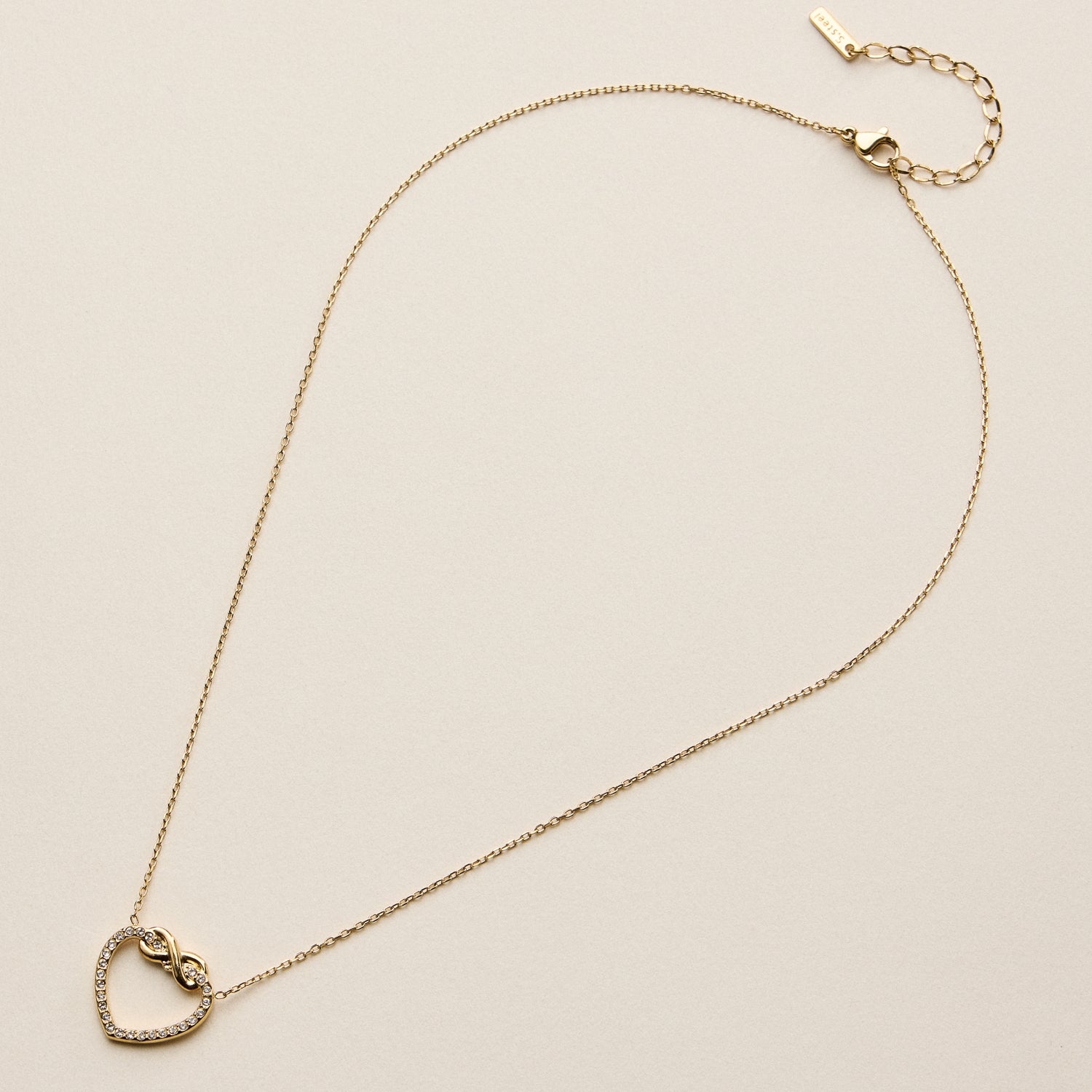 Stainless Steel Pave Heart Pendant Necklace