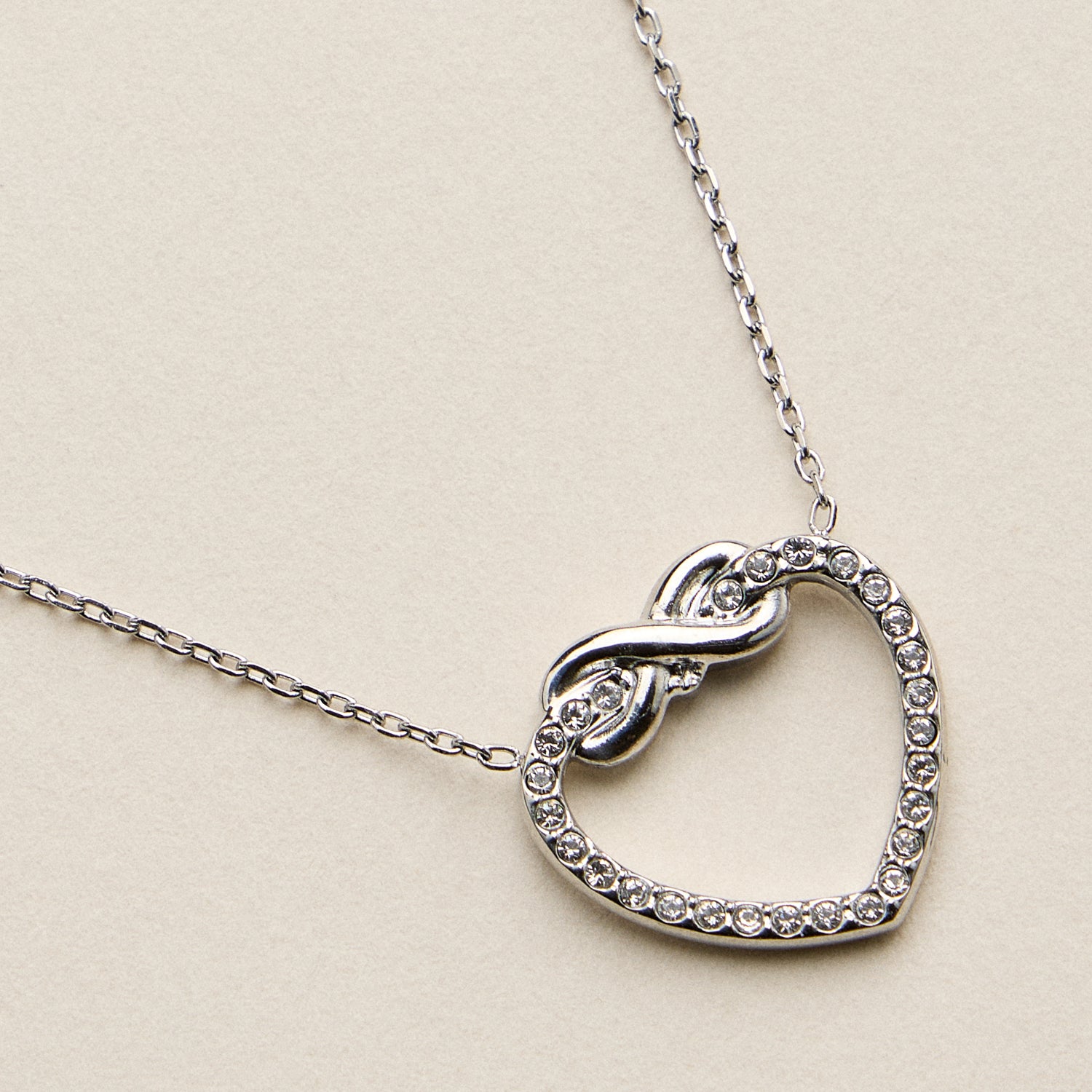 Stainless Steel Pave Heart Pendant Necklace